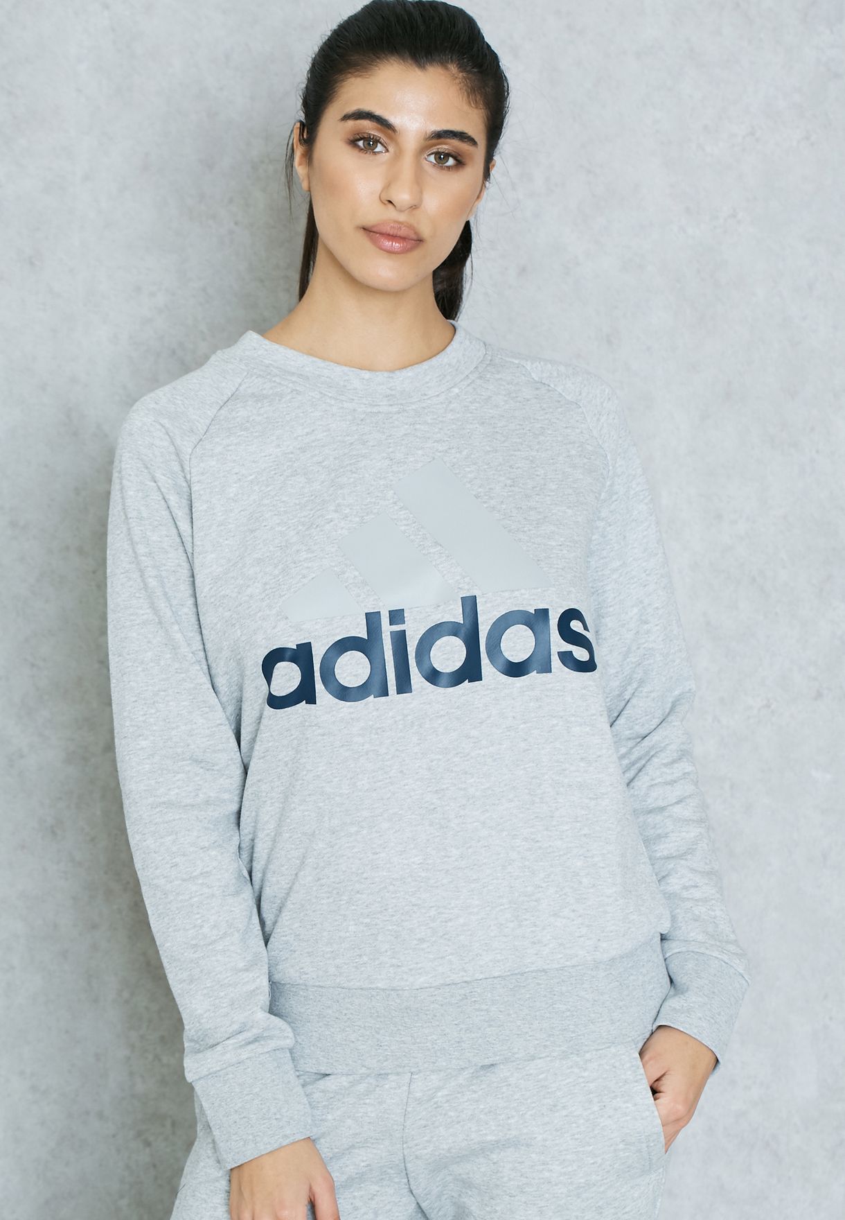 Buy adidas grey Essential Linear Sweatshirt for Women in MENA, Worldwide