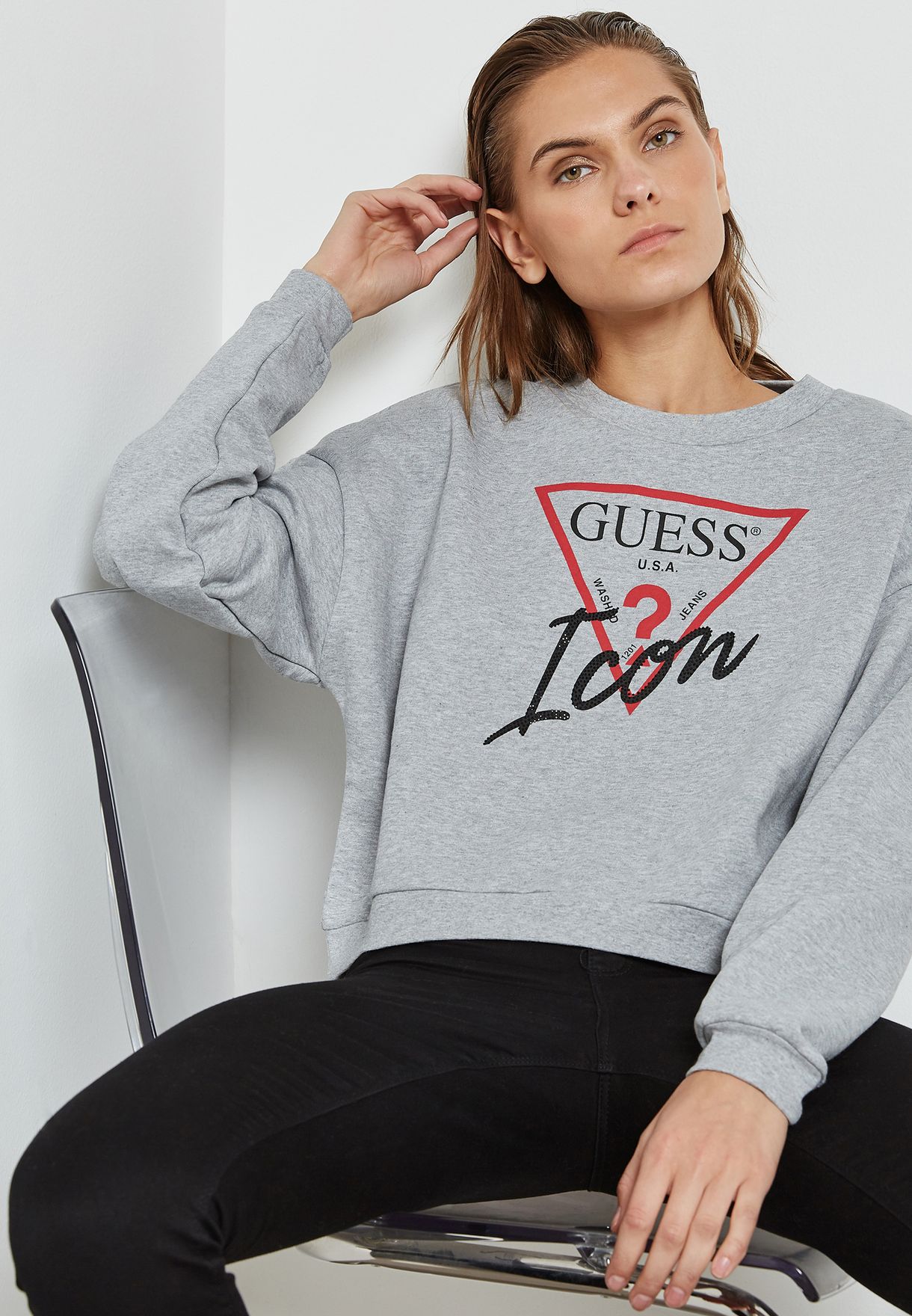 guess grey sweater