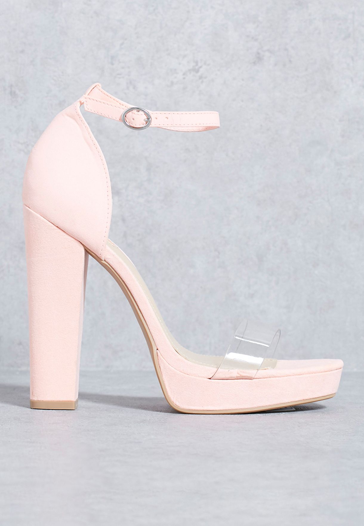 pink ankle strap block heels