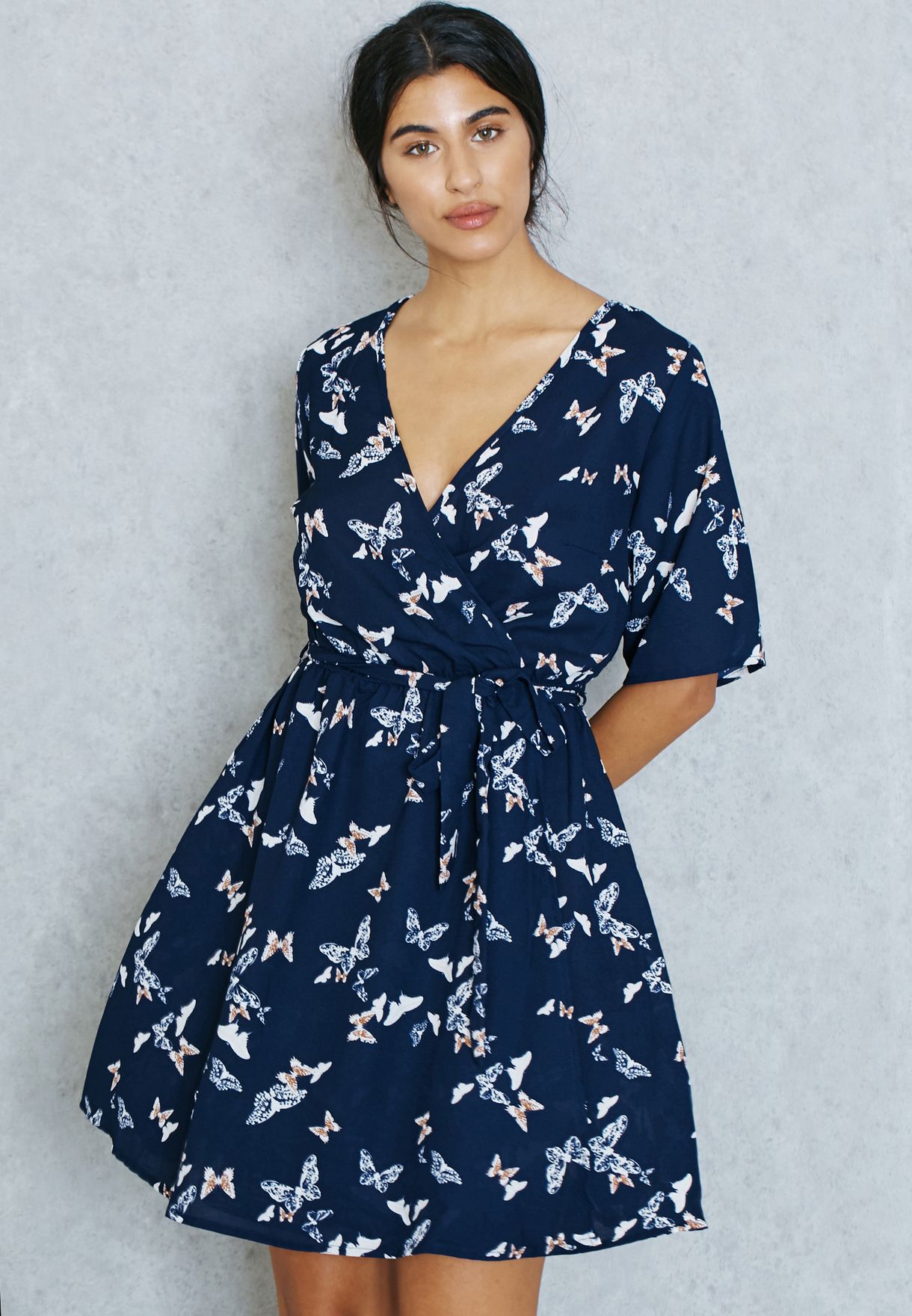 new look blue wrap dress