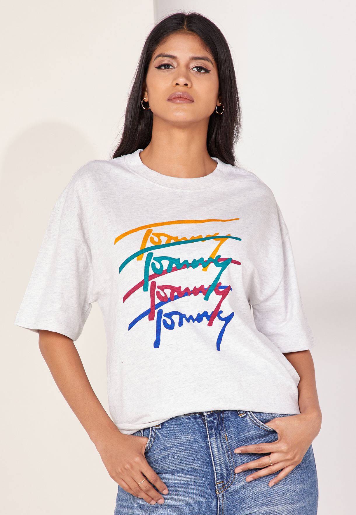 Buy Tommy Jeans Grey Multi Logo T-shirt 