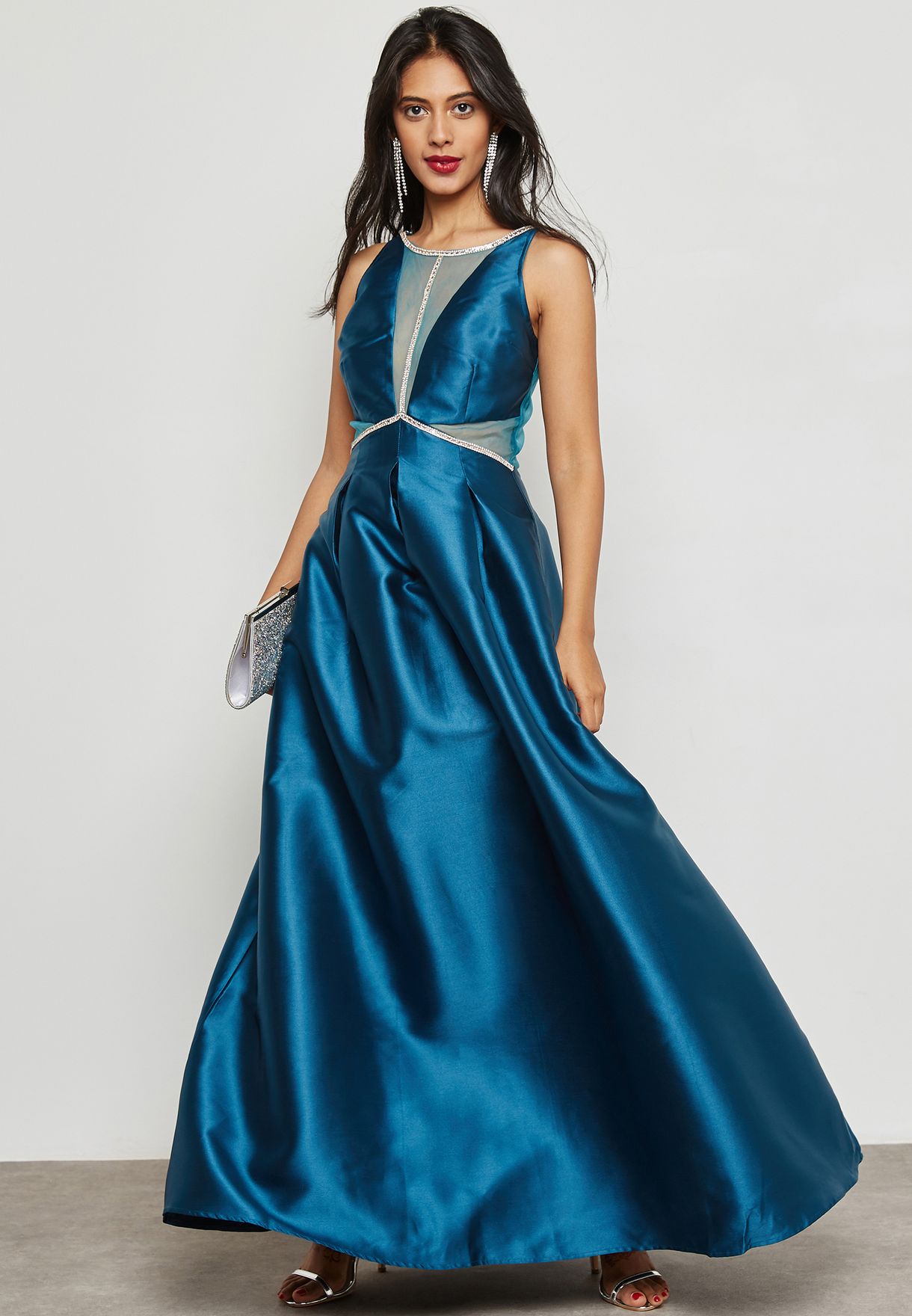 Buy Soieblu blue Embellished Satin Dress for Women in MENA, Worldwide