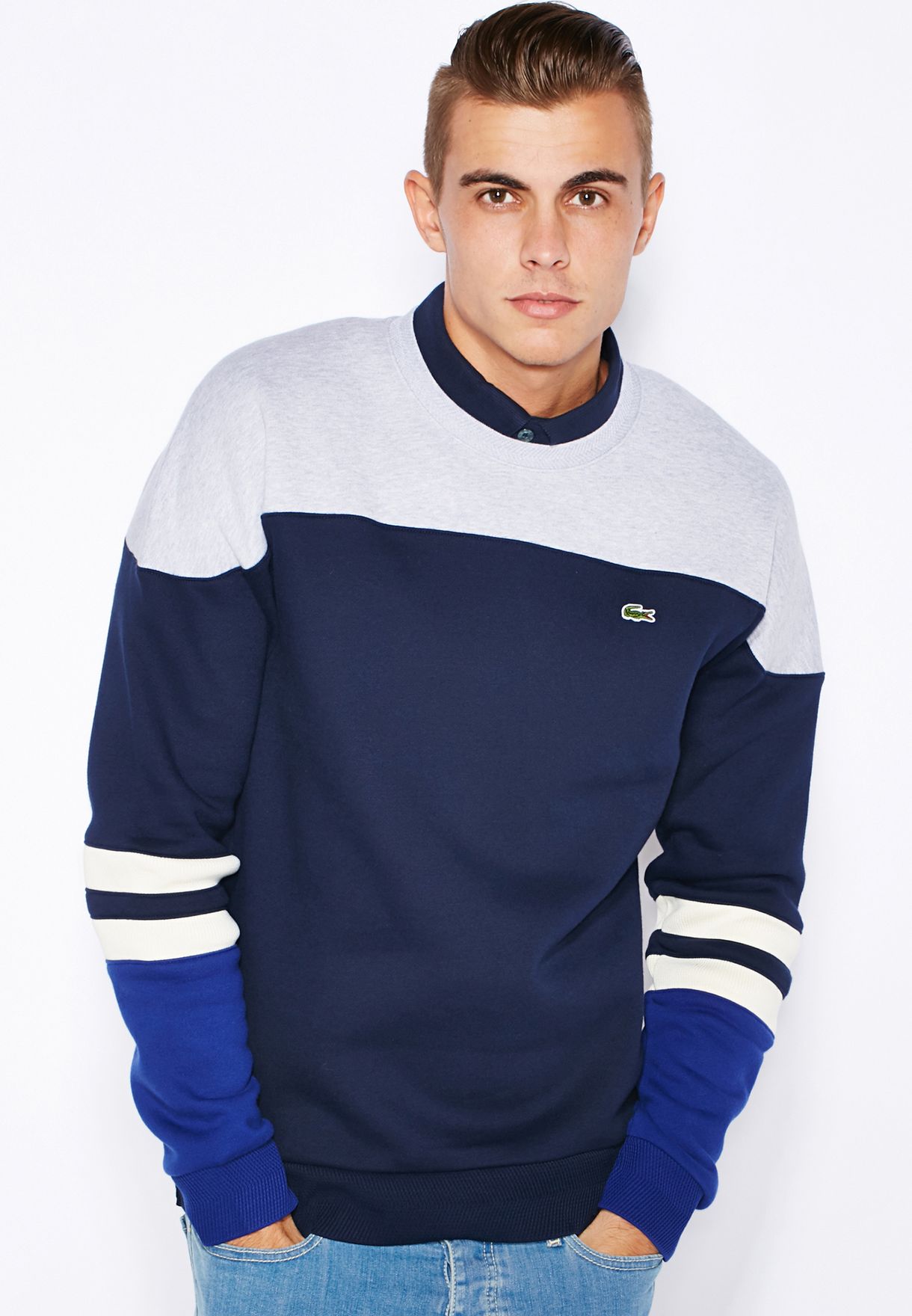 Buy Lacoste blue Colour Block Sweater 