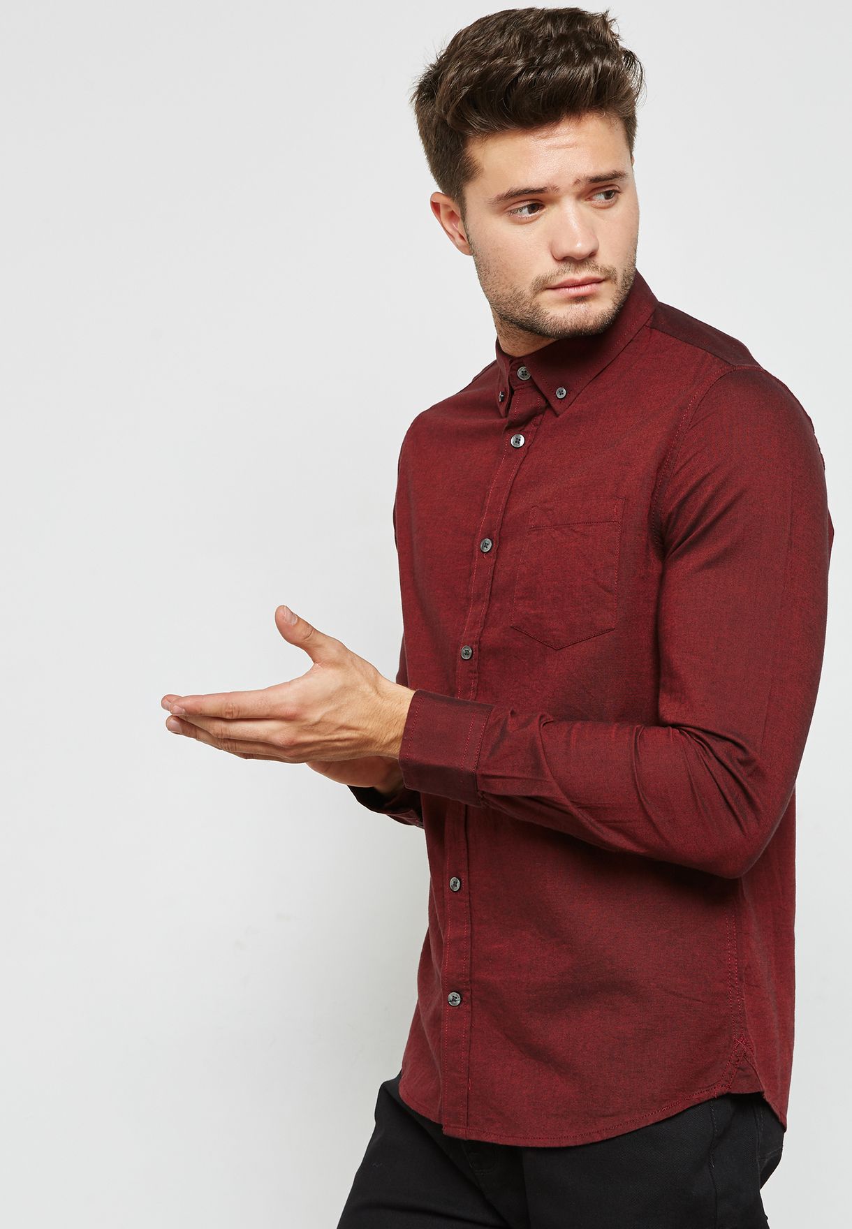 red oxford shirt men