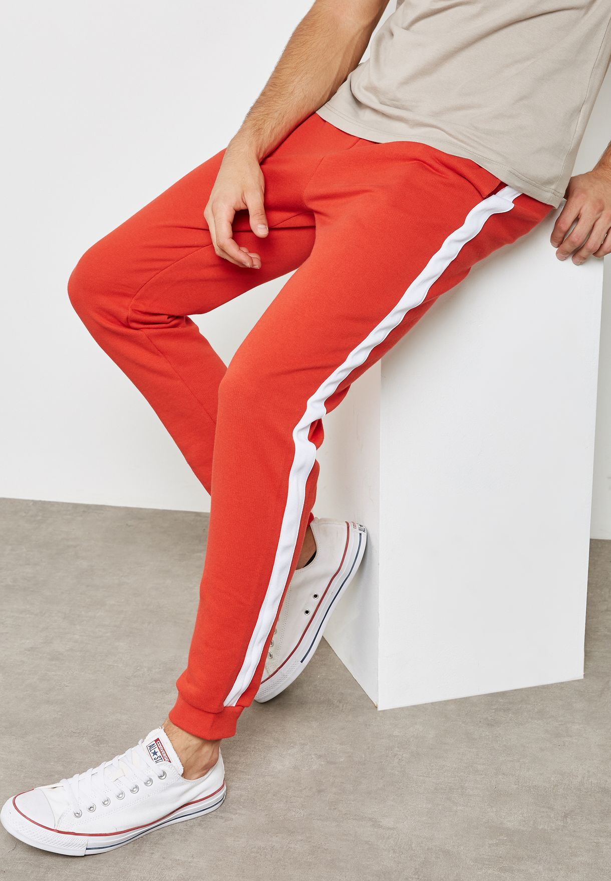 red skinny sweatpants