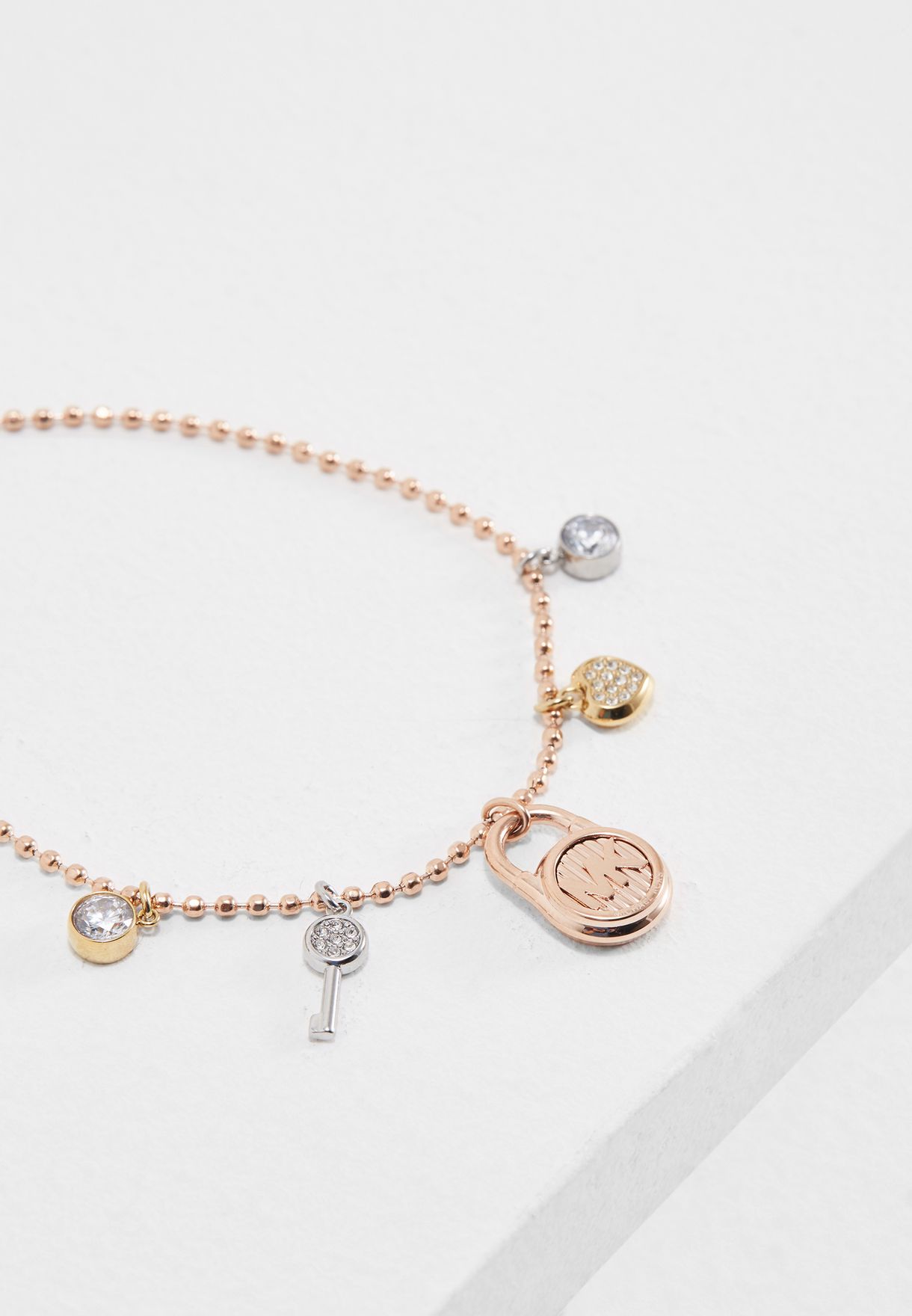 michael kors rose gold charm bracelet