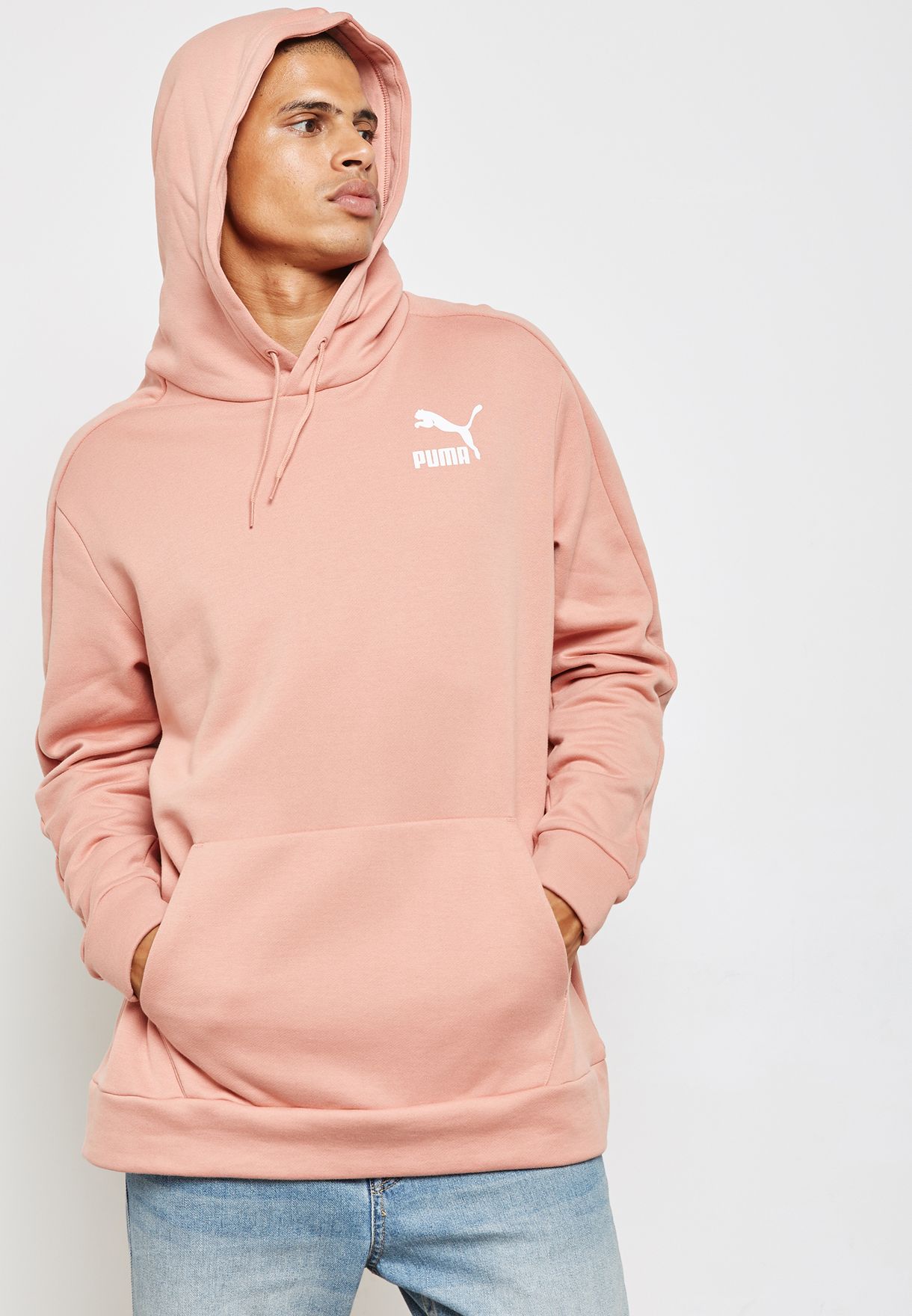 puma pink hoodie mens