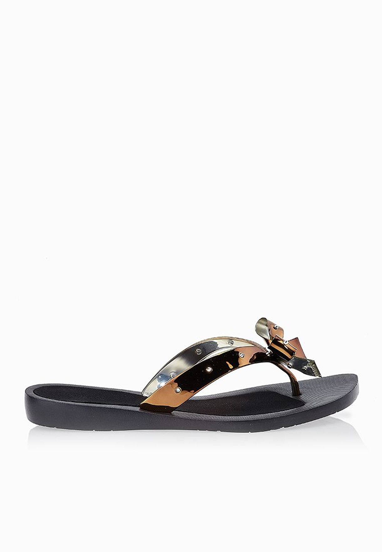 guess black bow flip flops