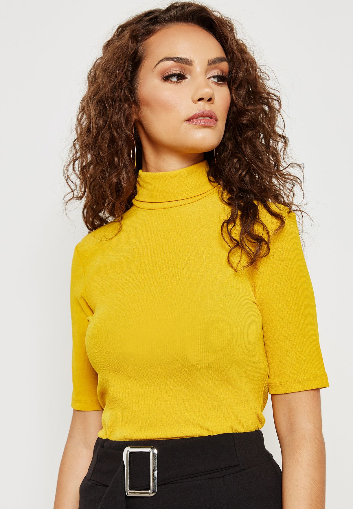 yellow roll neck top