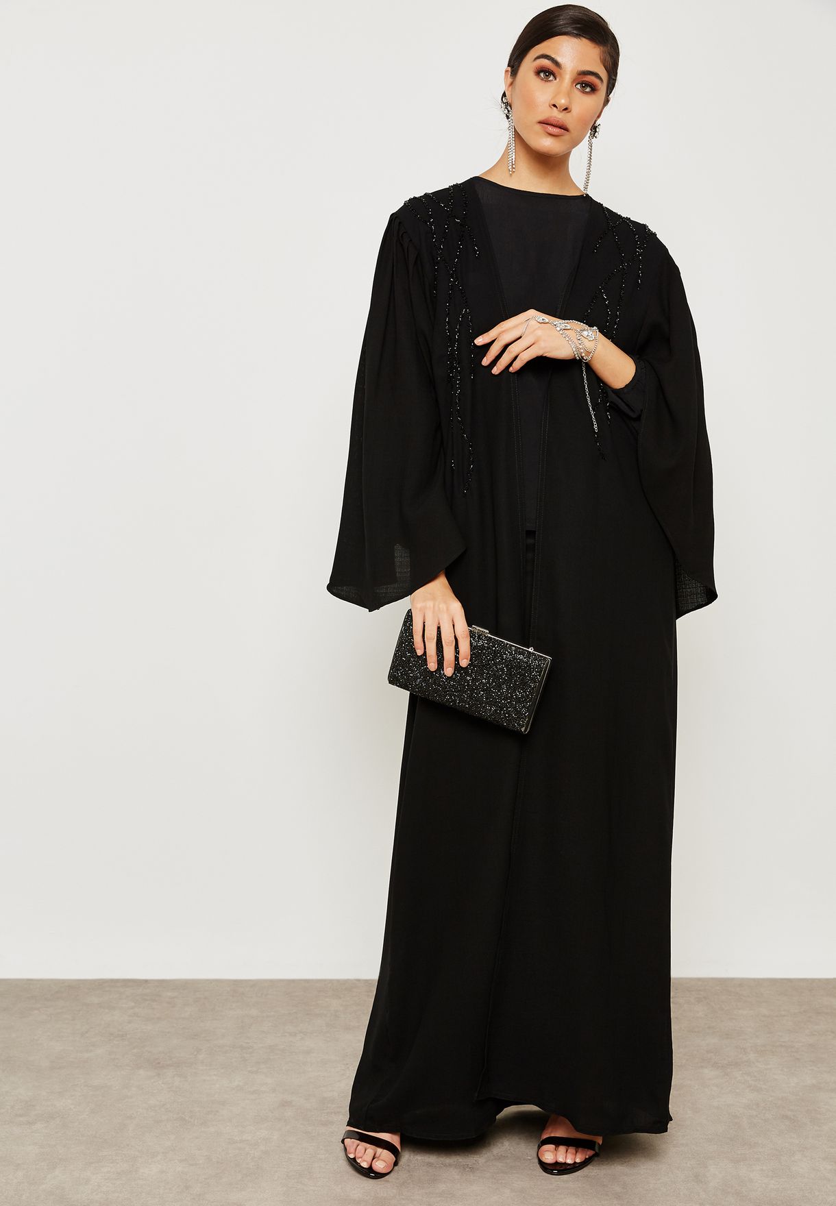 Buy Hayas Closet black Beadwork Detail Abaya for Women in Manama, Riffa
