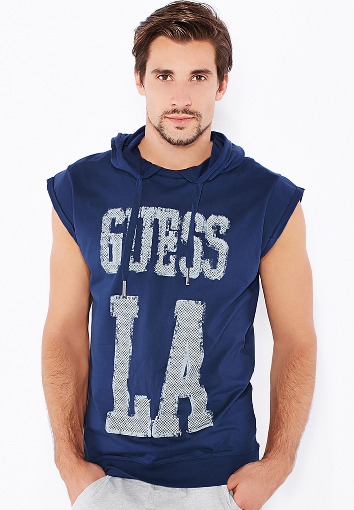 guess sleeveless hoodie