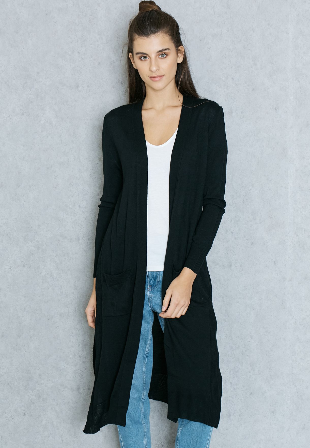 black long line cardigan