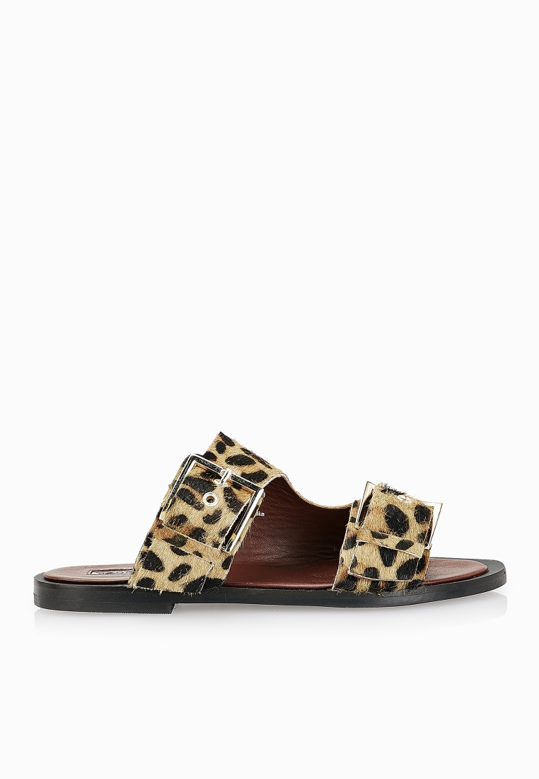 leopard print buckle sandals