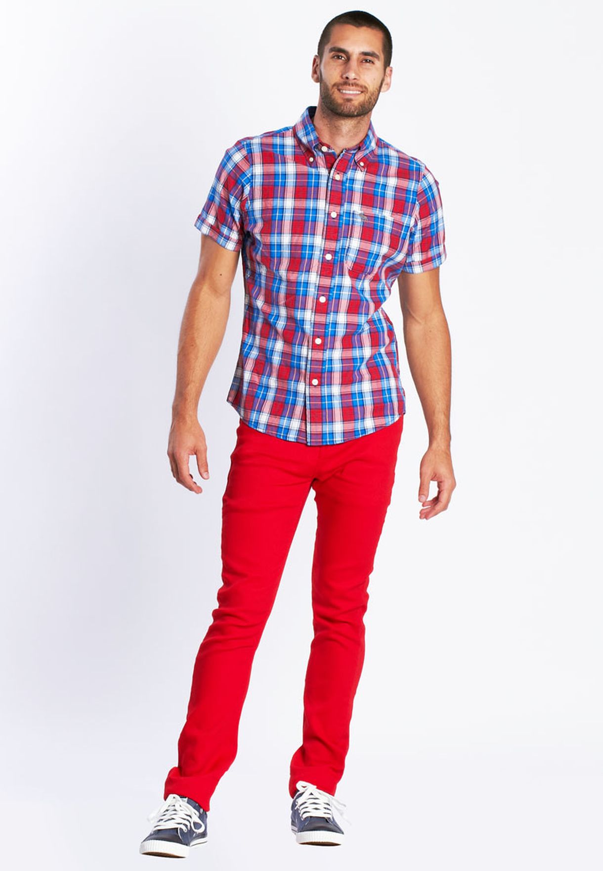 red skinny jeans male