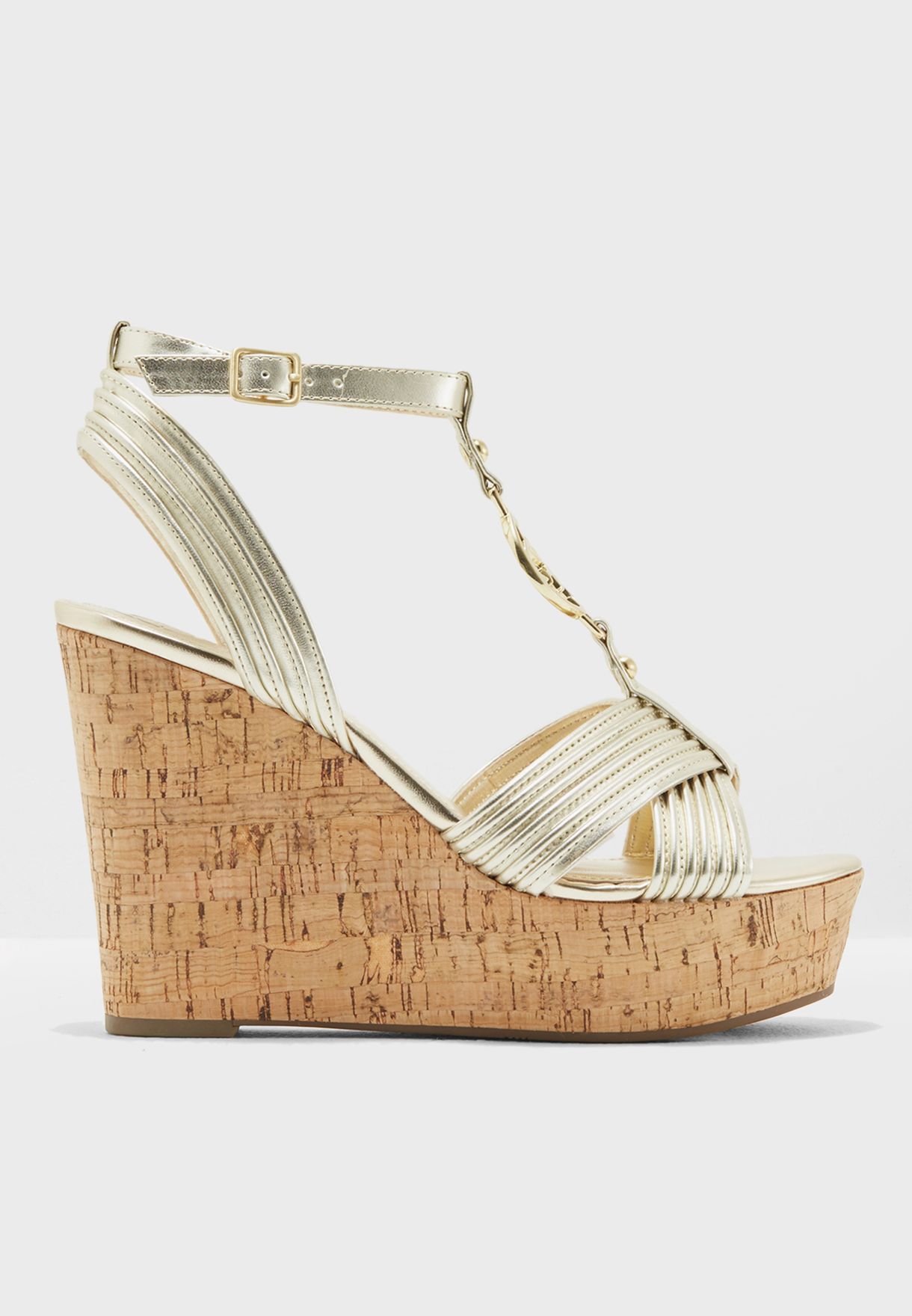 guess gold wedge sandals