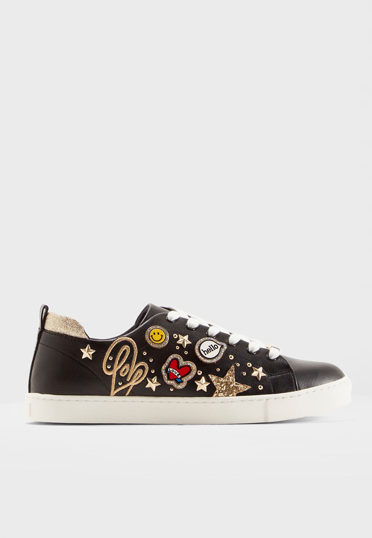 aldo black and gold sneakers