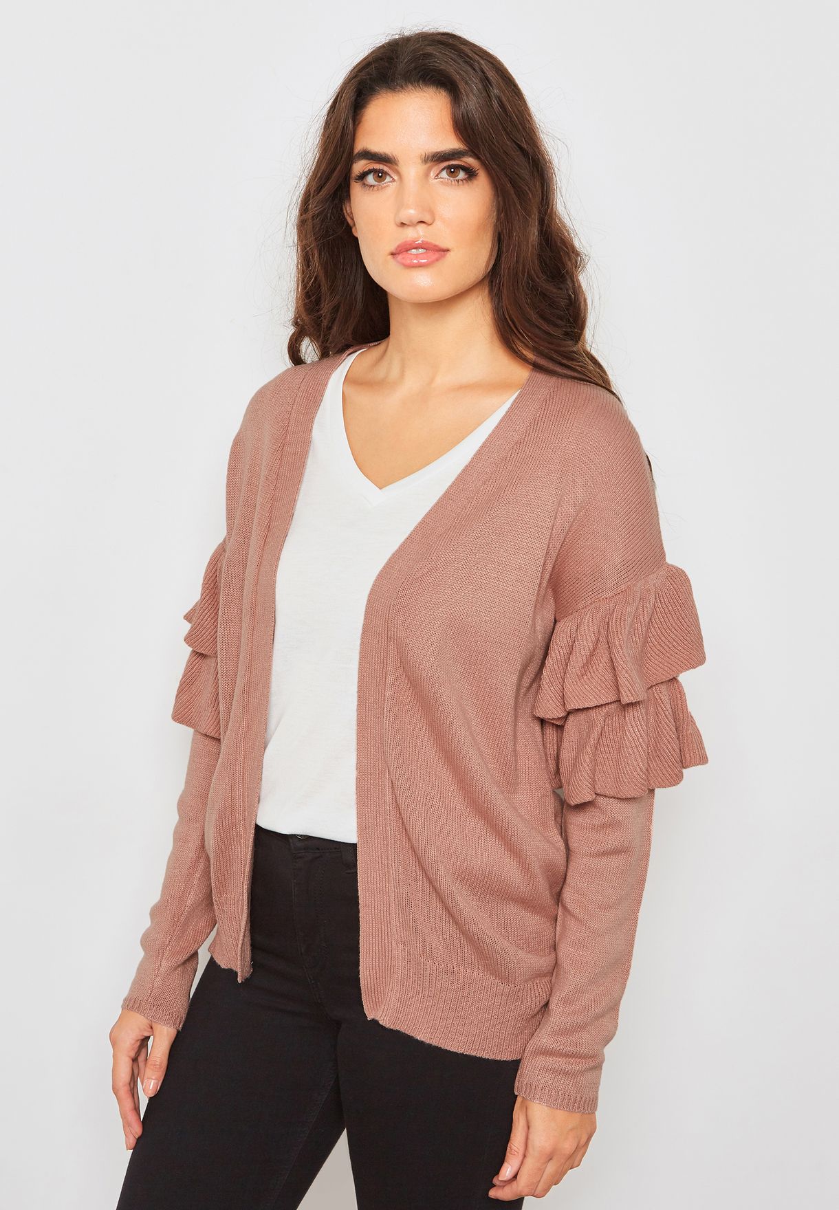 ruffle sleeve cardigan
