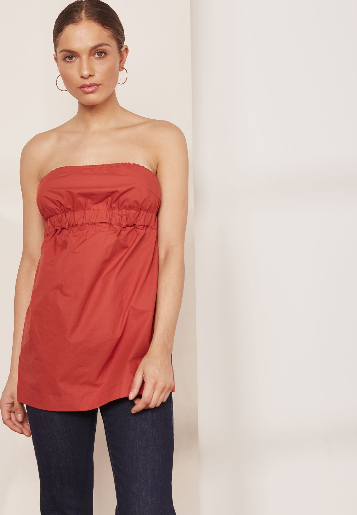 Ruched Detail Bandeau Top
