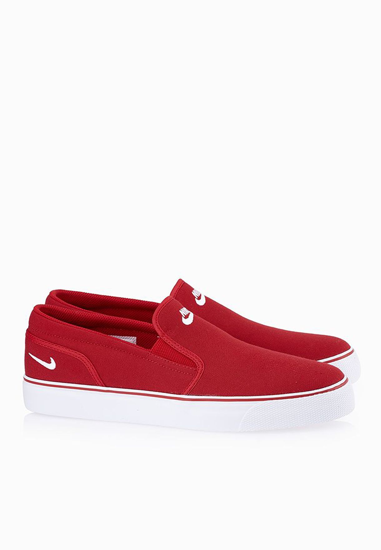 red slip on shoes