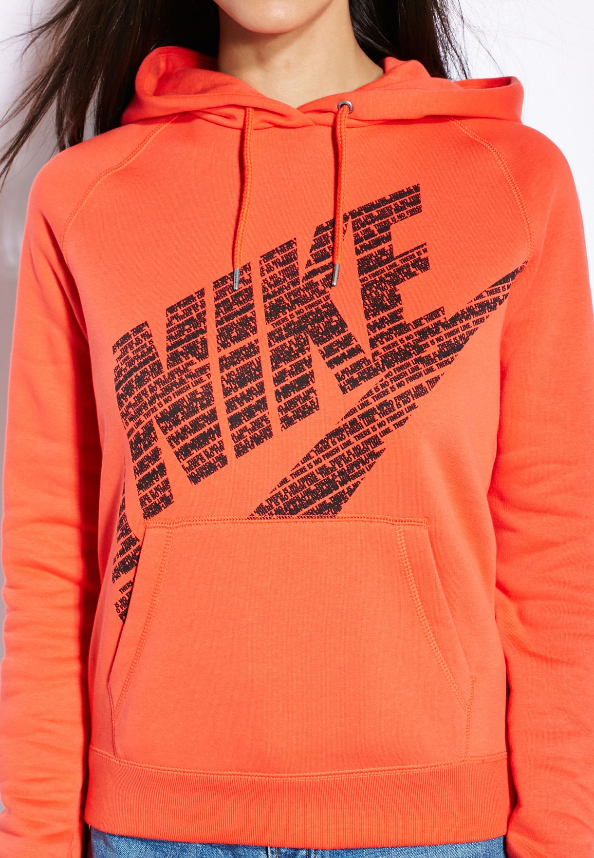 nike rally burnt orange pullover logo hoodie