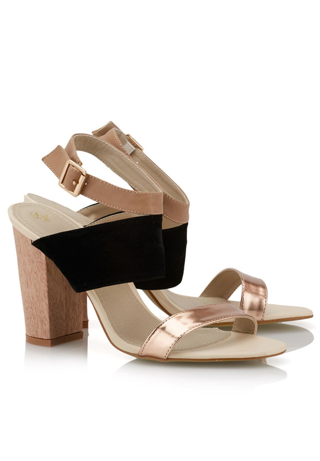 multicolor block heel sandals