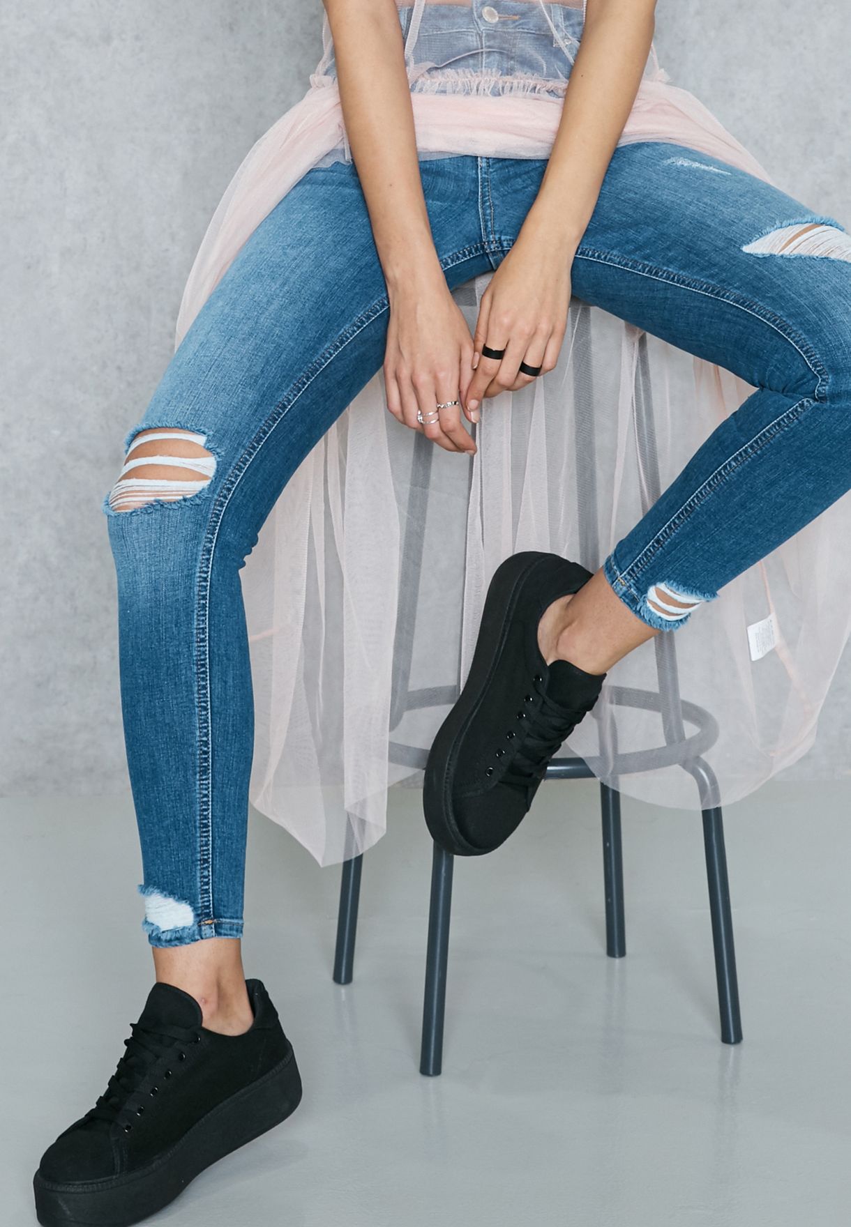 miss selfridge ripped jeans