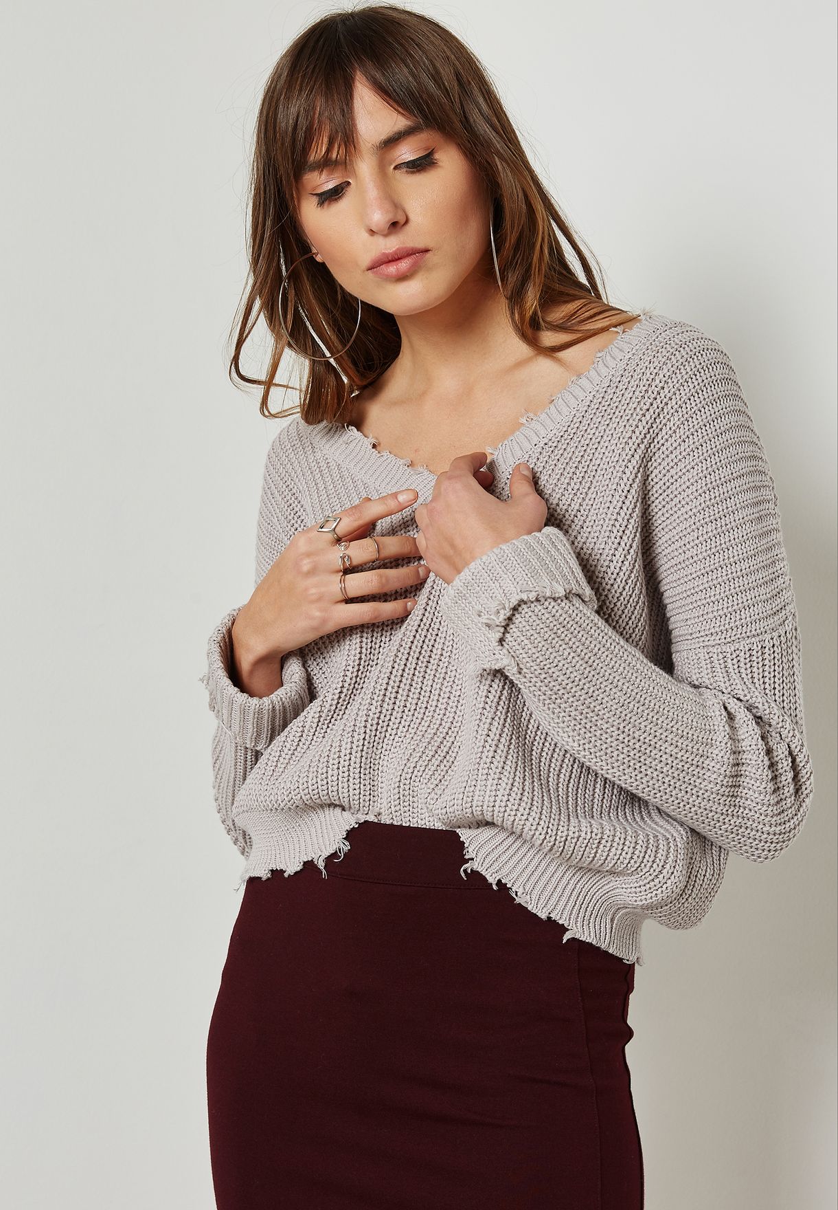 ripped hem sweater