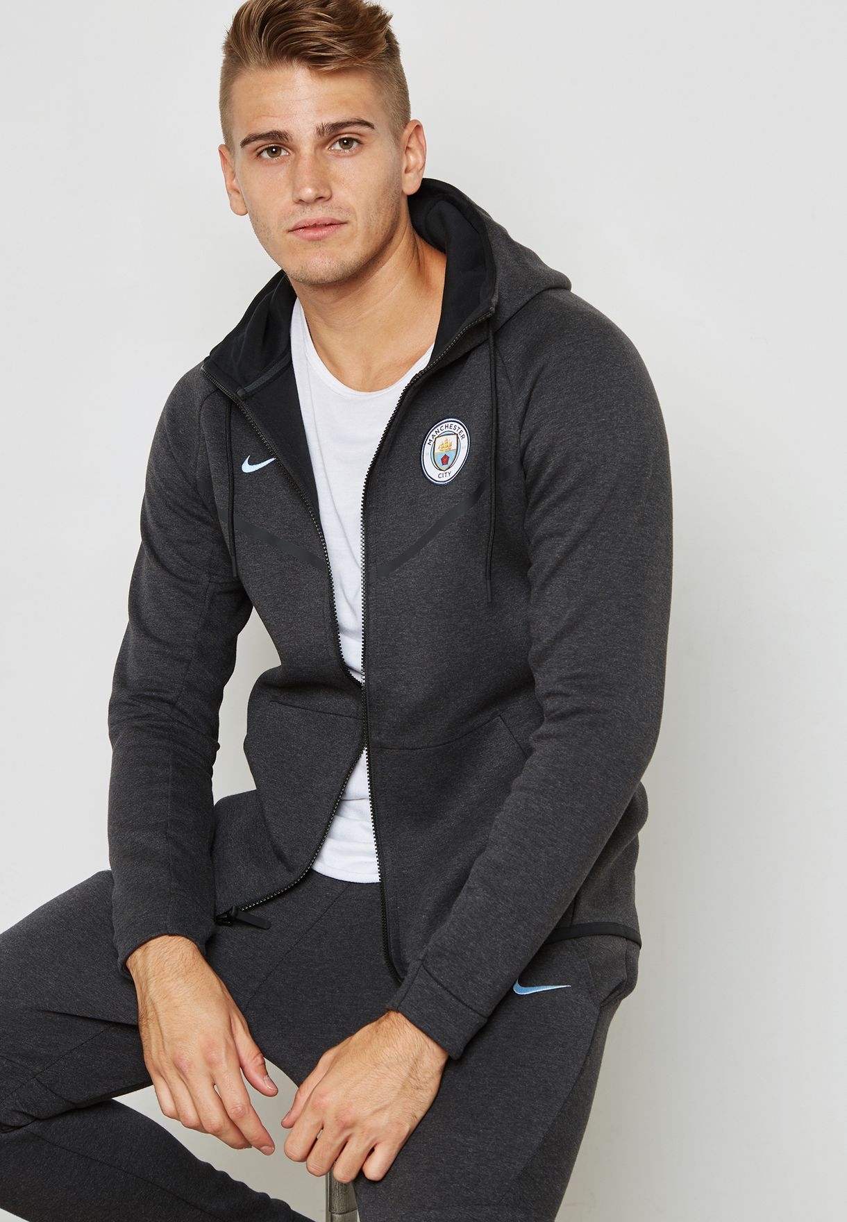 Buy Nike grey Manchester City Tech Fleece Hoodie for Men in Dubai, Abu ...
