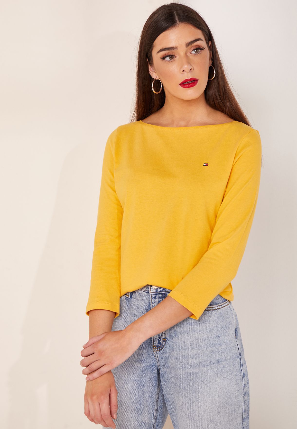 womens yellow tommy hilfiger shirt