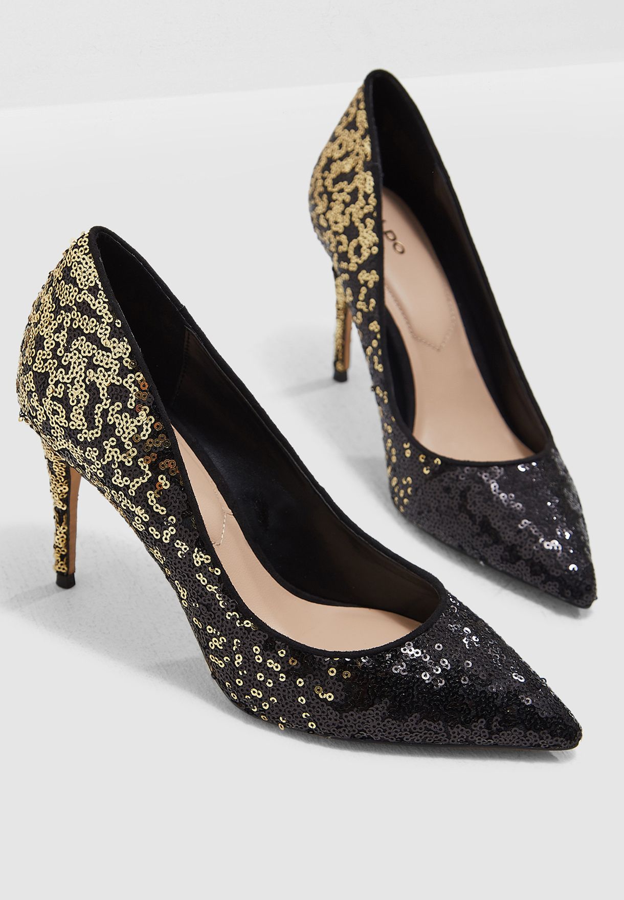 aldo black and gold heels
