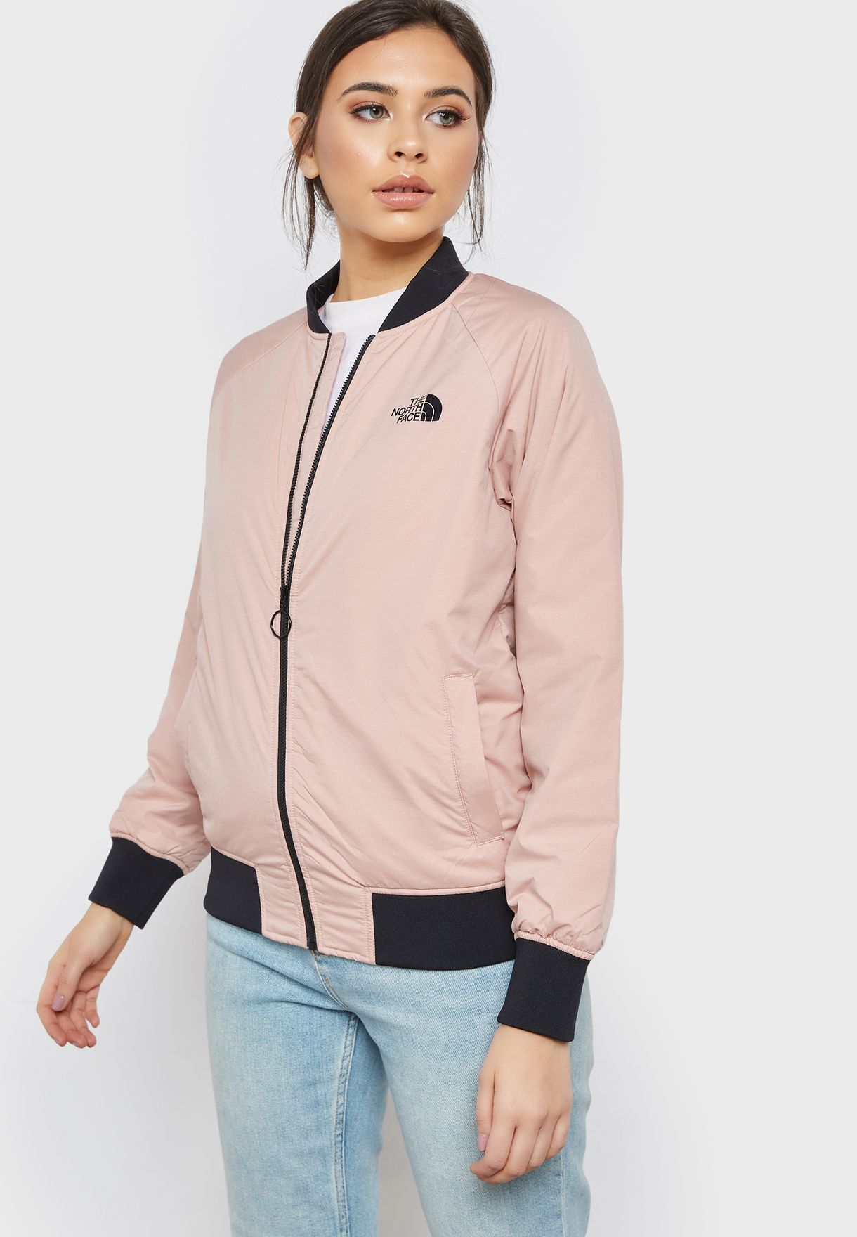North Face pink Insulated Bomber Jacket 