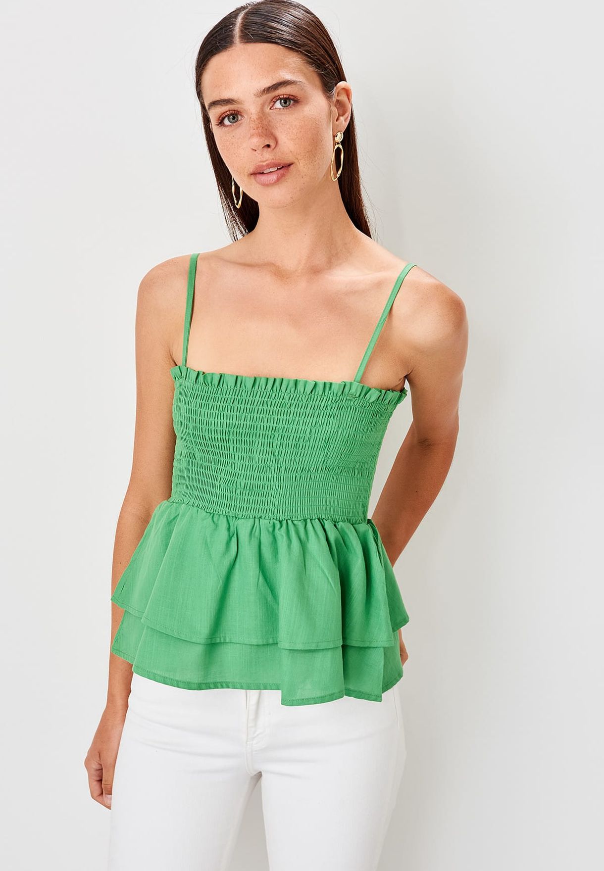 peplum smock top