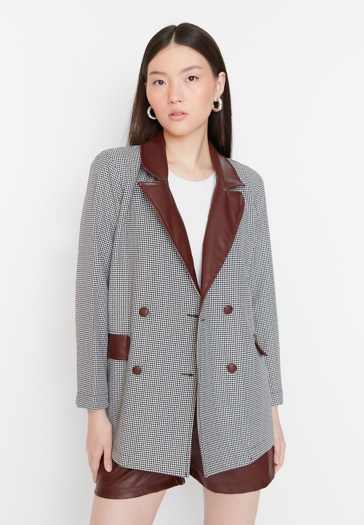 Gingham Double Breasted Blazer