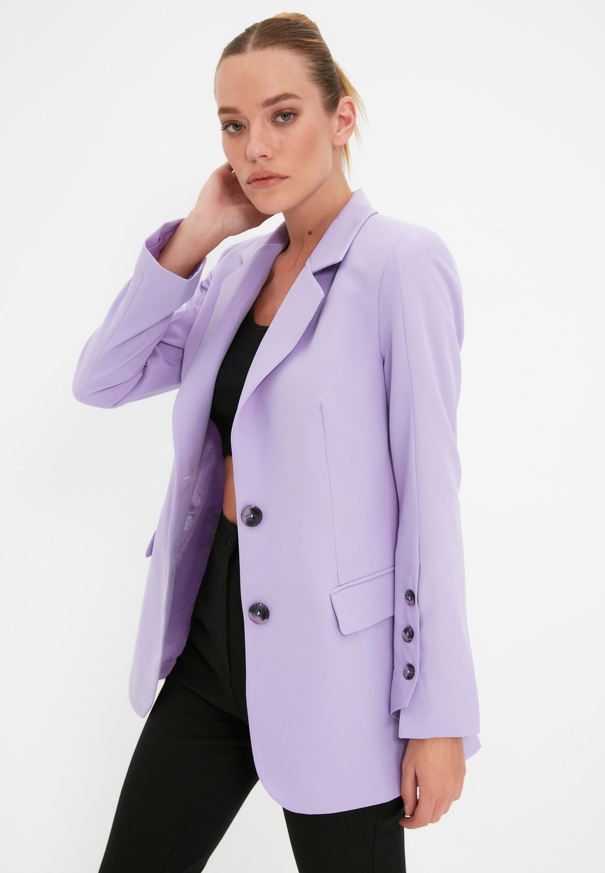 Buy Trendyol purple Double Breasted Blazer for Women in MENA, Worldwide ...