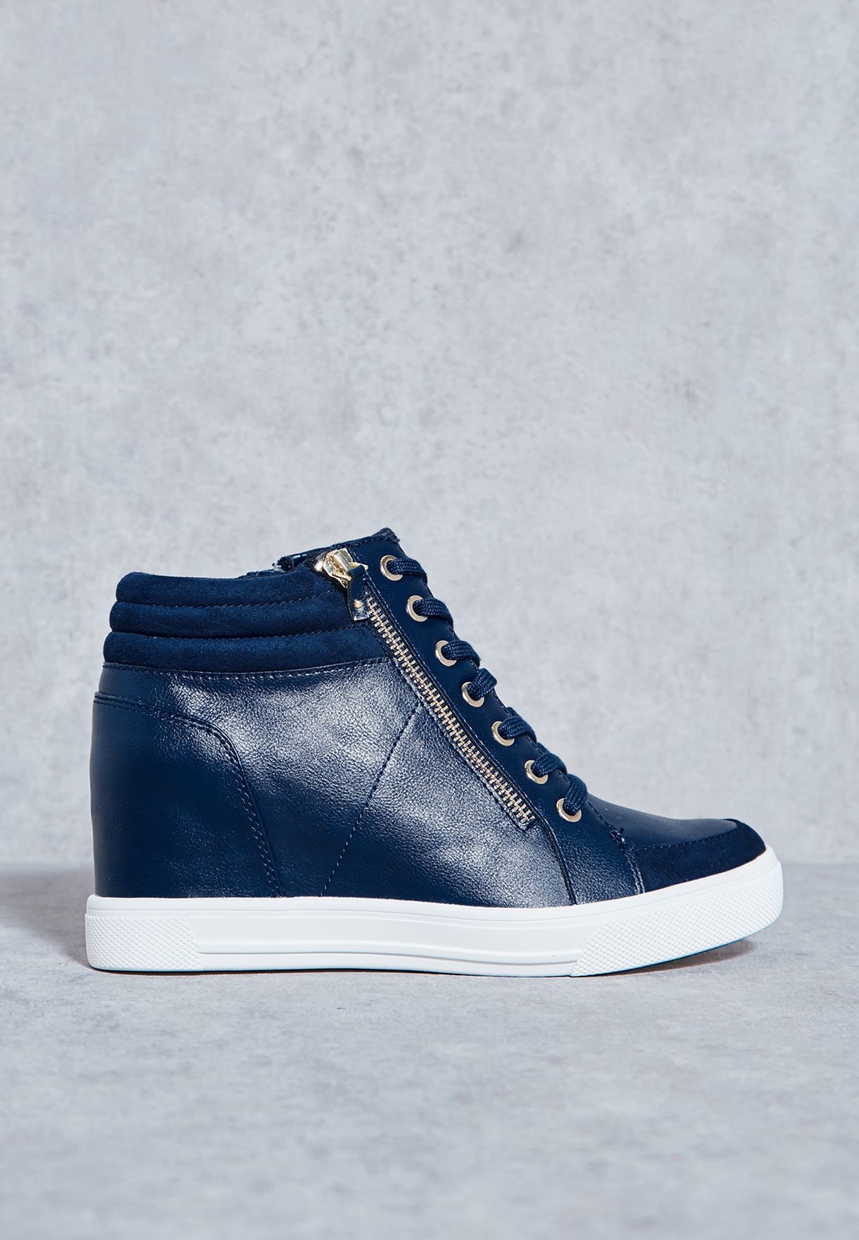 navy blue wedge sneakers