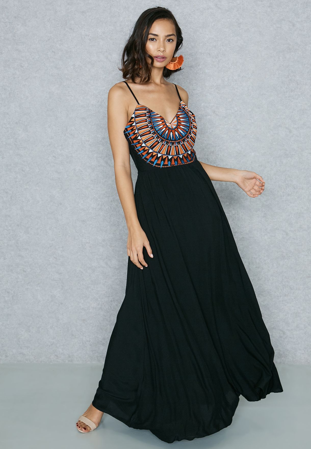 soieblu embroidered maxi dress