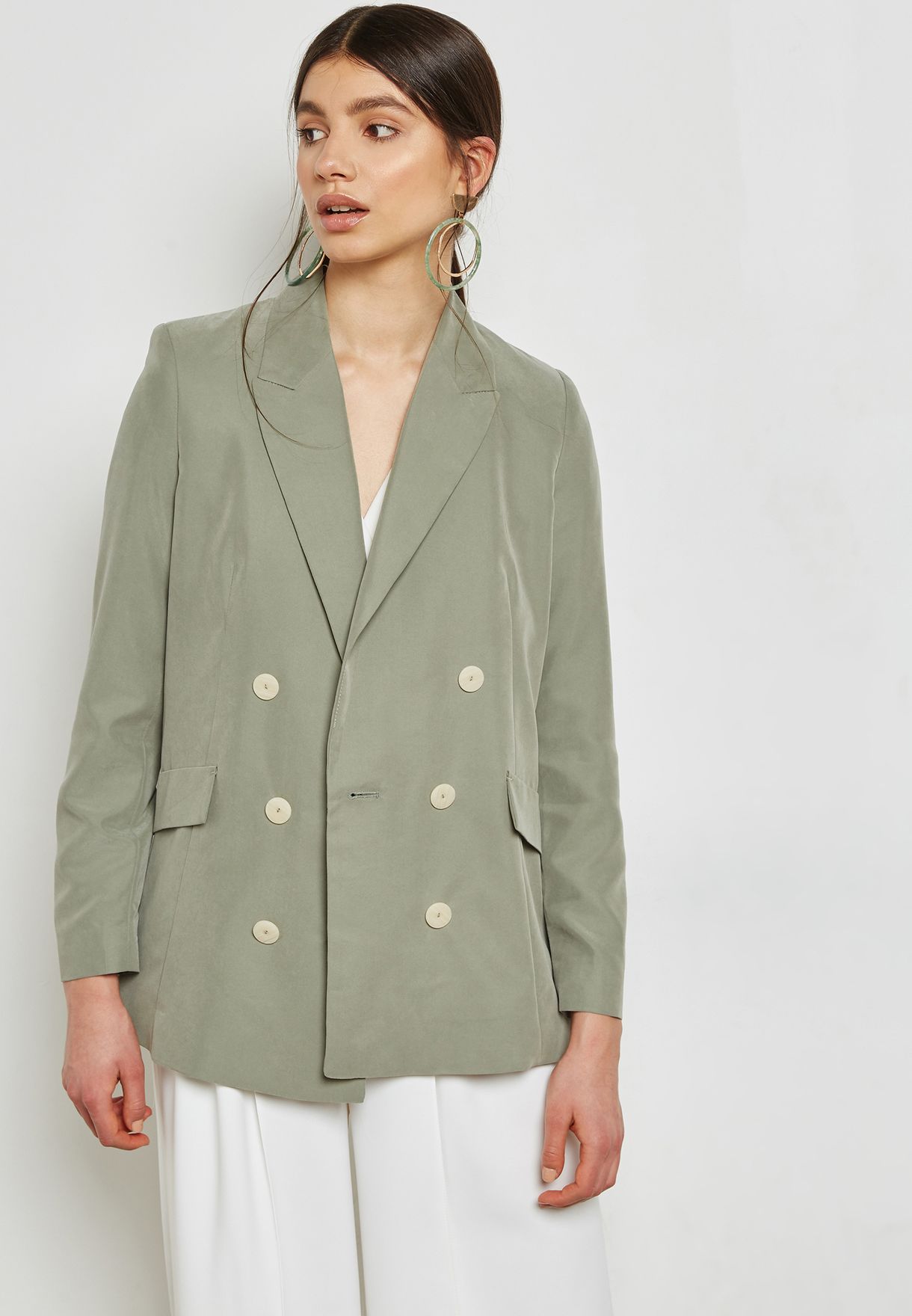 mango suit green