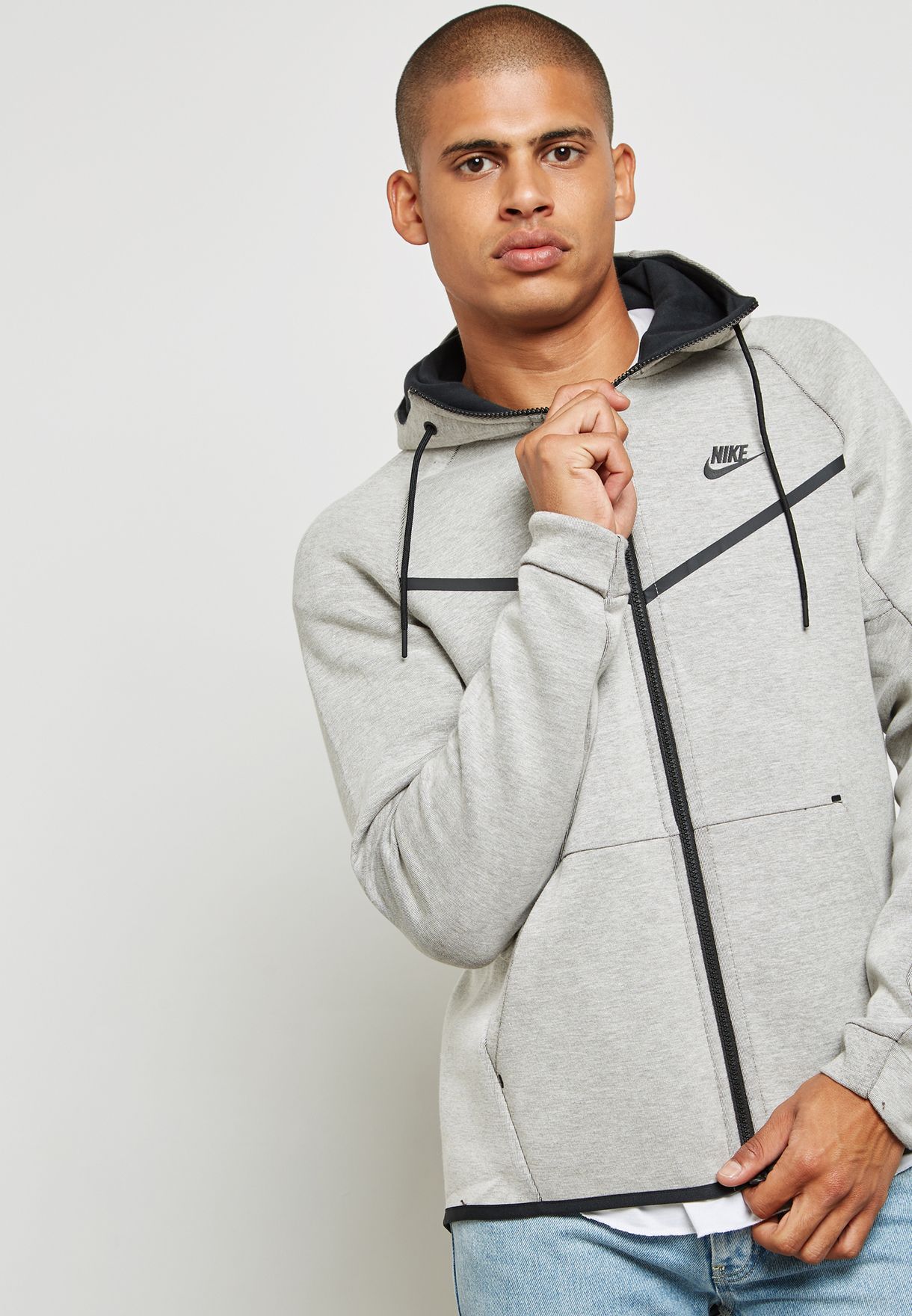 Buy Nike grey Tech Fleece Zip Through Hoodie for Men in MENA, Worldwide