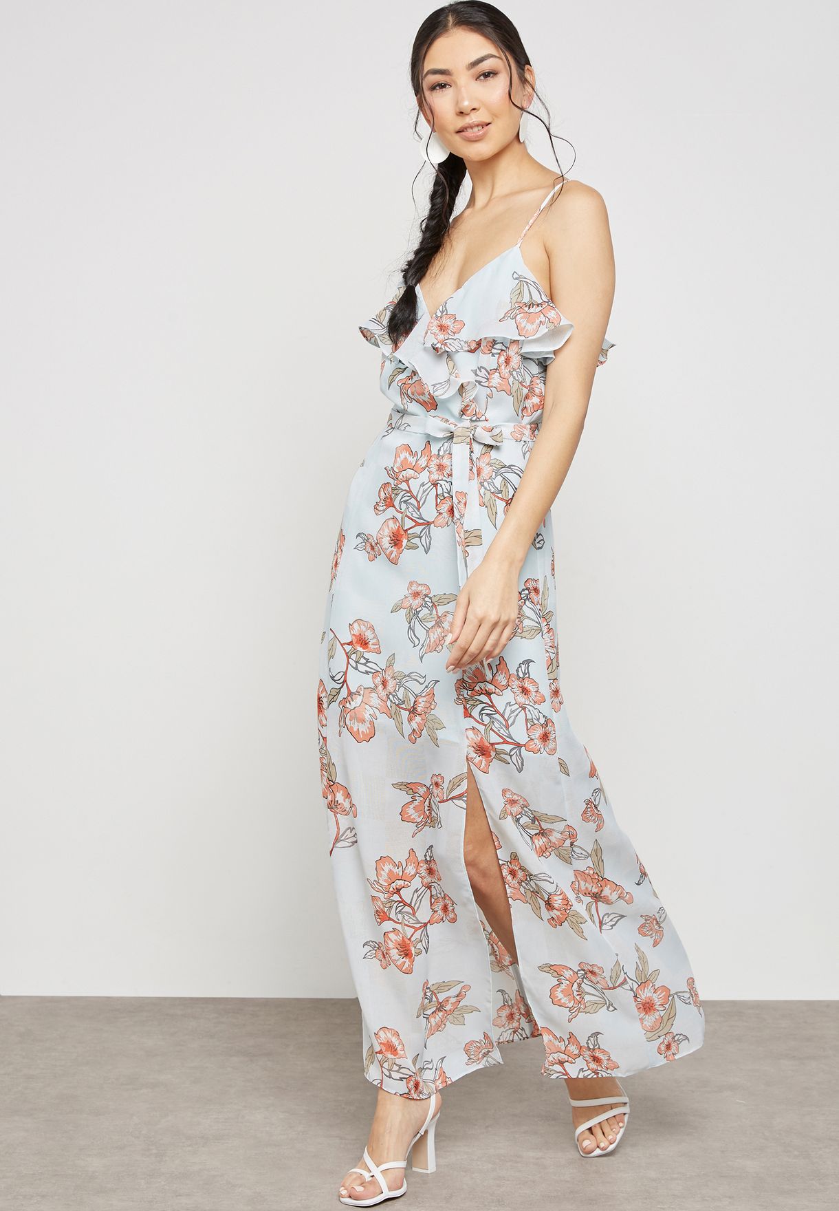 floral high slit dress