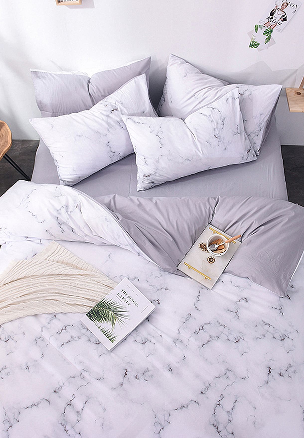 Buy Aurora White Marble Bedding Set King For Women In Dubai Abu Dhabi Hw18805