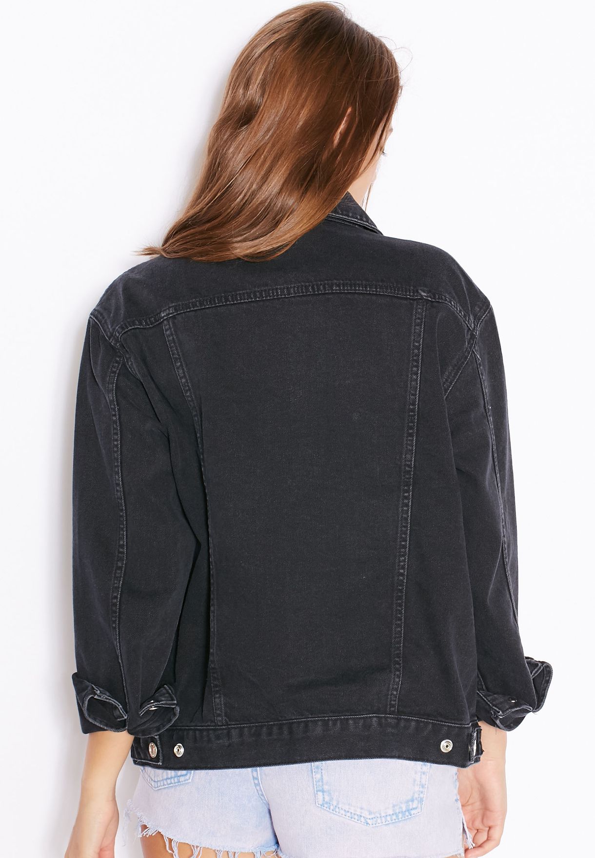 topshop moto black denim jacket