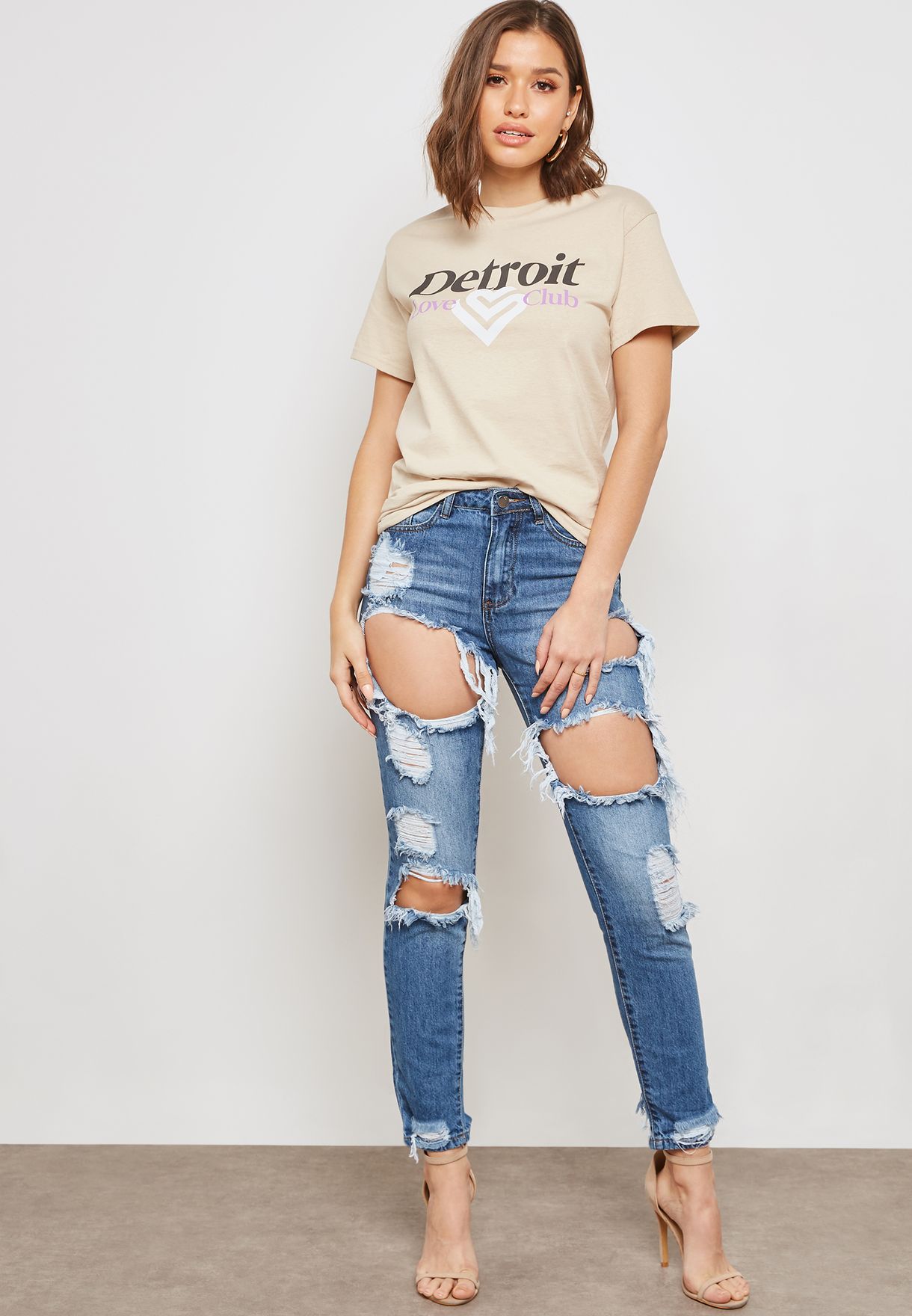 missguided blue ripped jeans