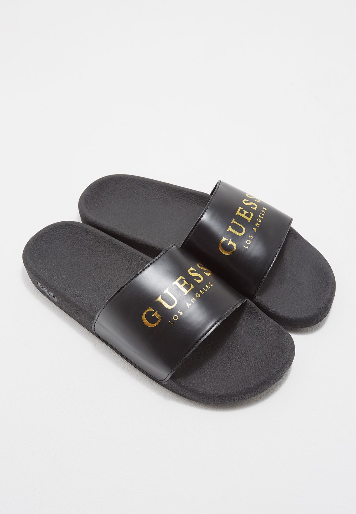 black and gold guess slides