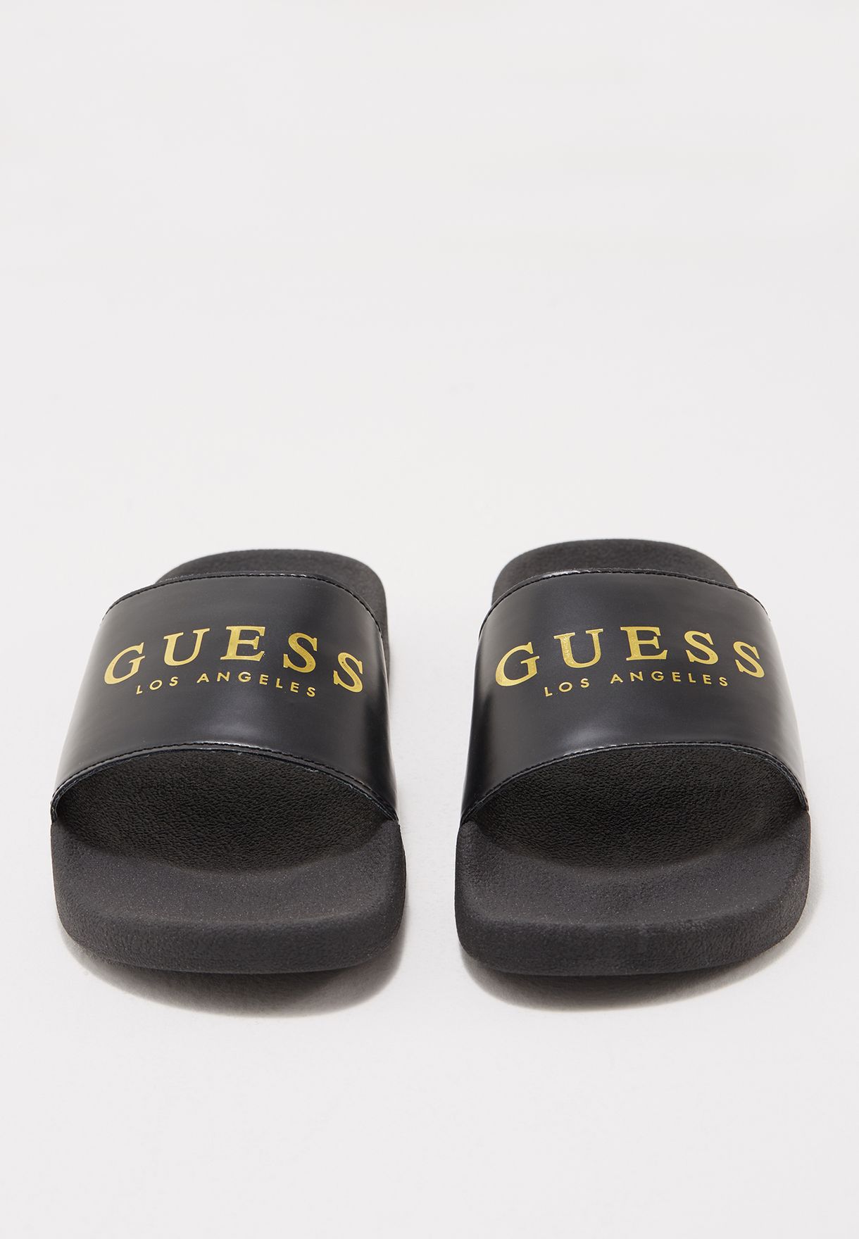 black and gold guess slides