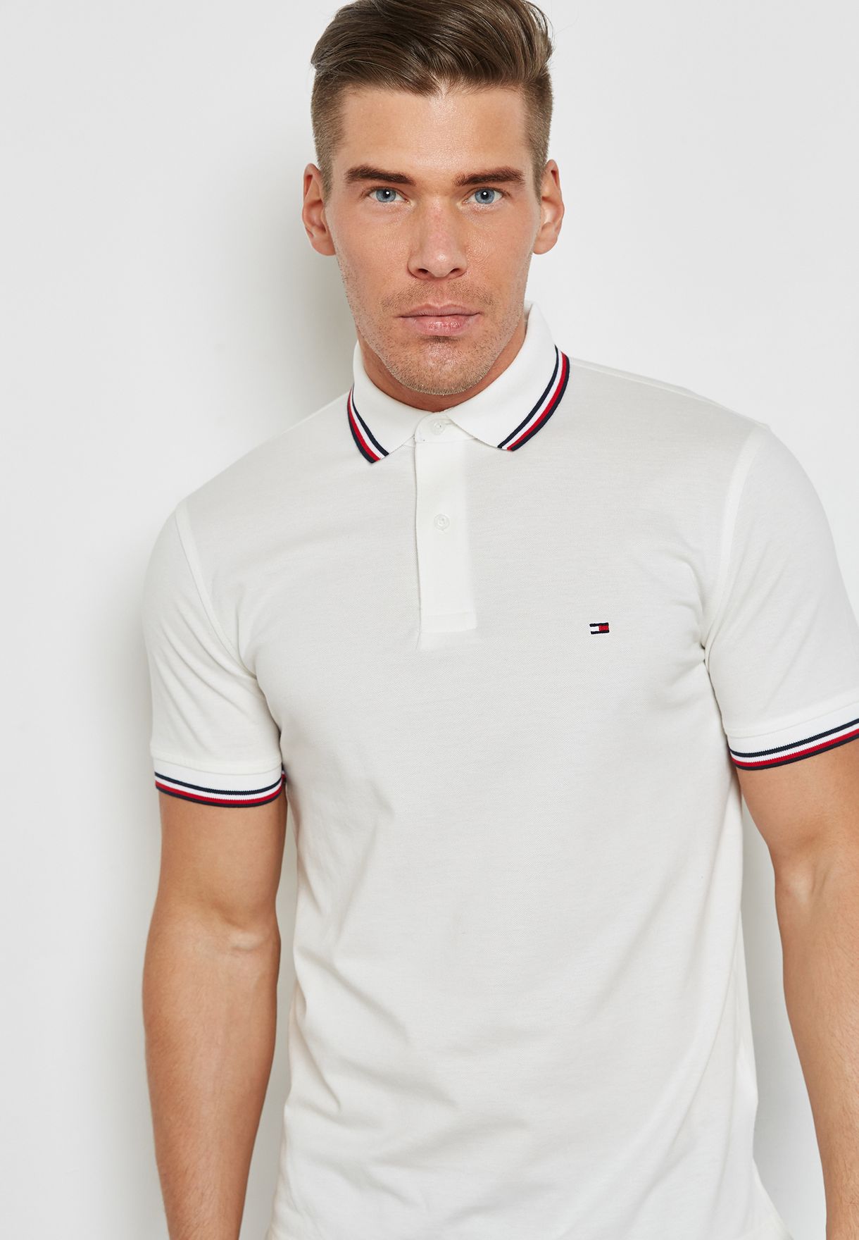 Tommy Hilfiger white Tipped Polo Shirt 