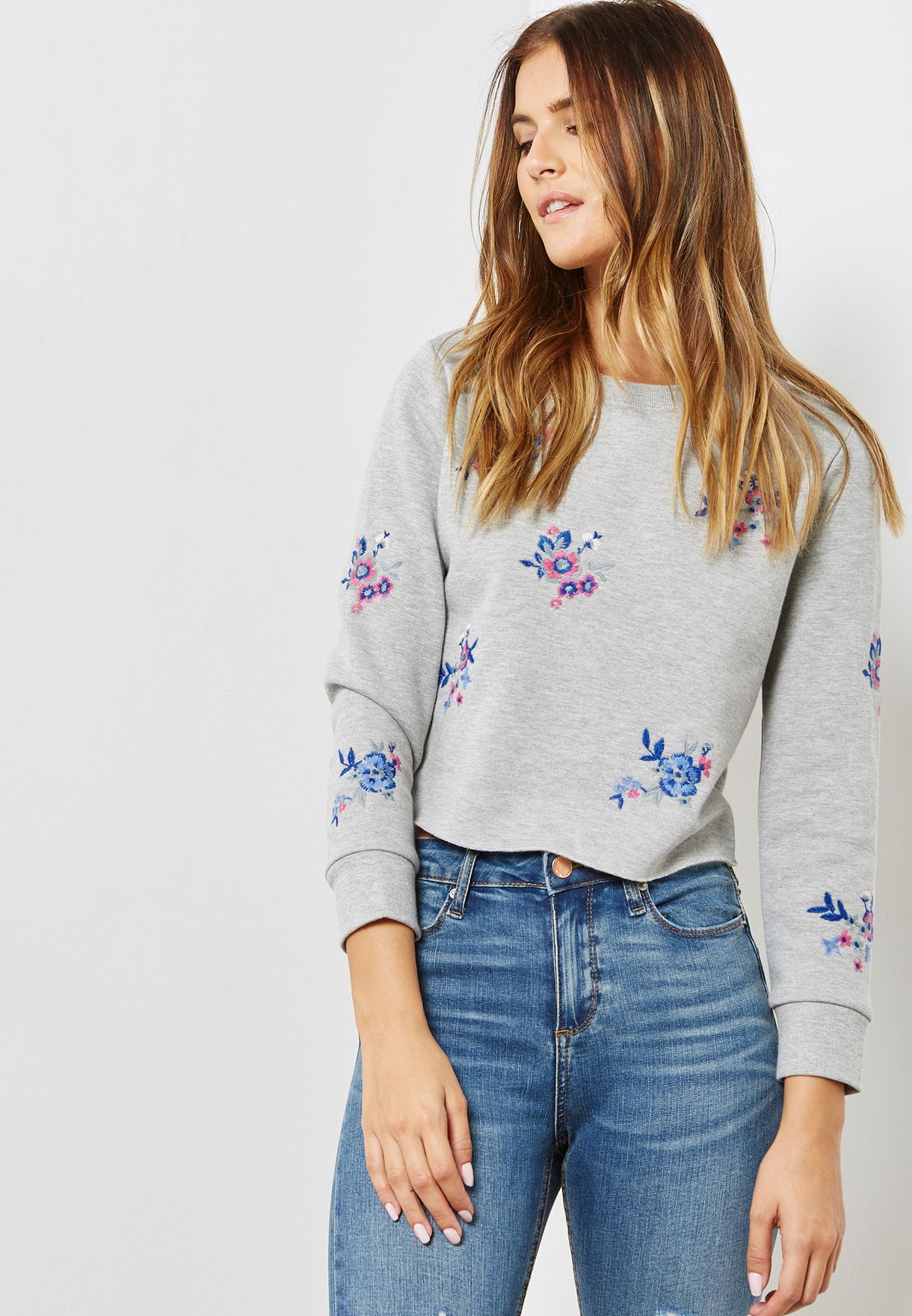 women's petite embroidered sweatshirts