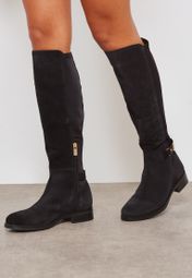 tommy hilfiger th buckle high boot stretch