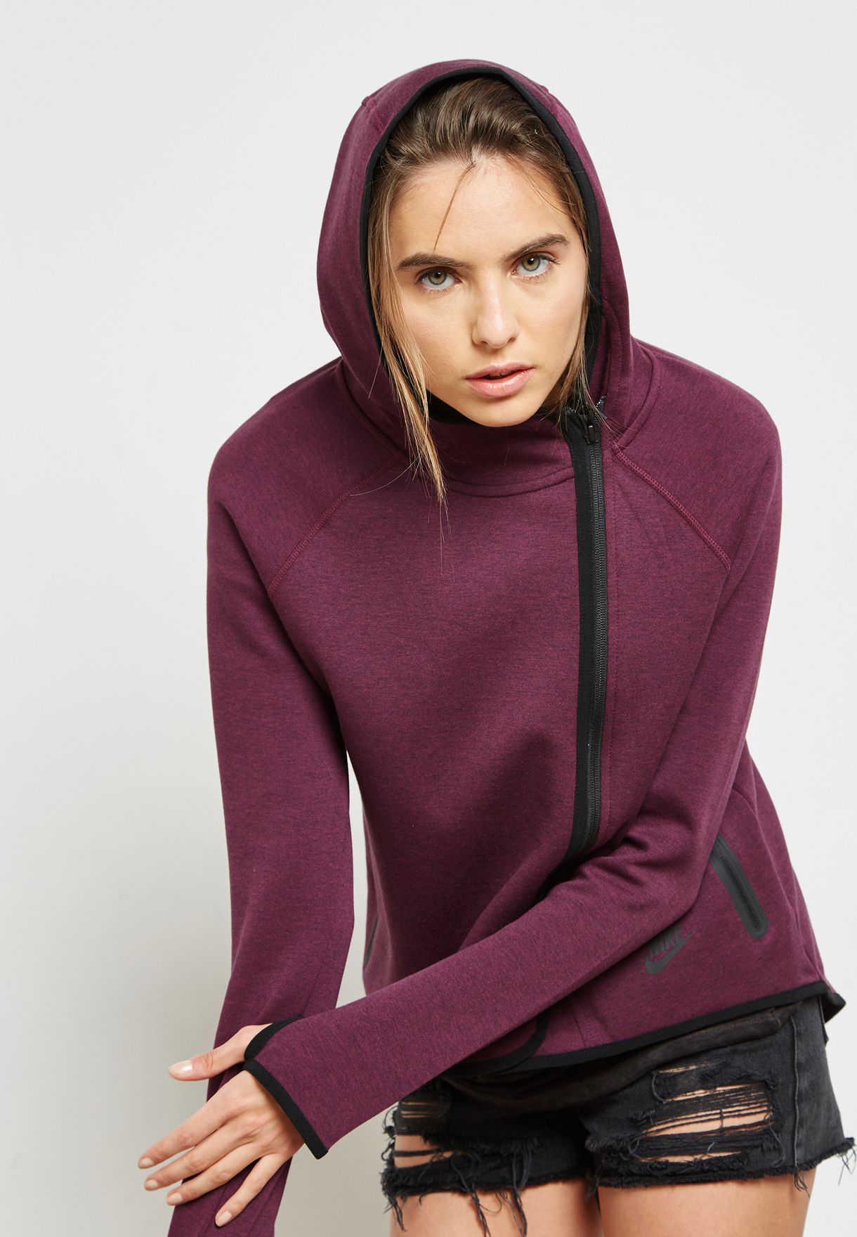 Buy Nike purple Tech Fleece Zip Through Cape for Women in Dubai, Abu Dhabi