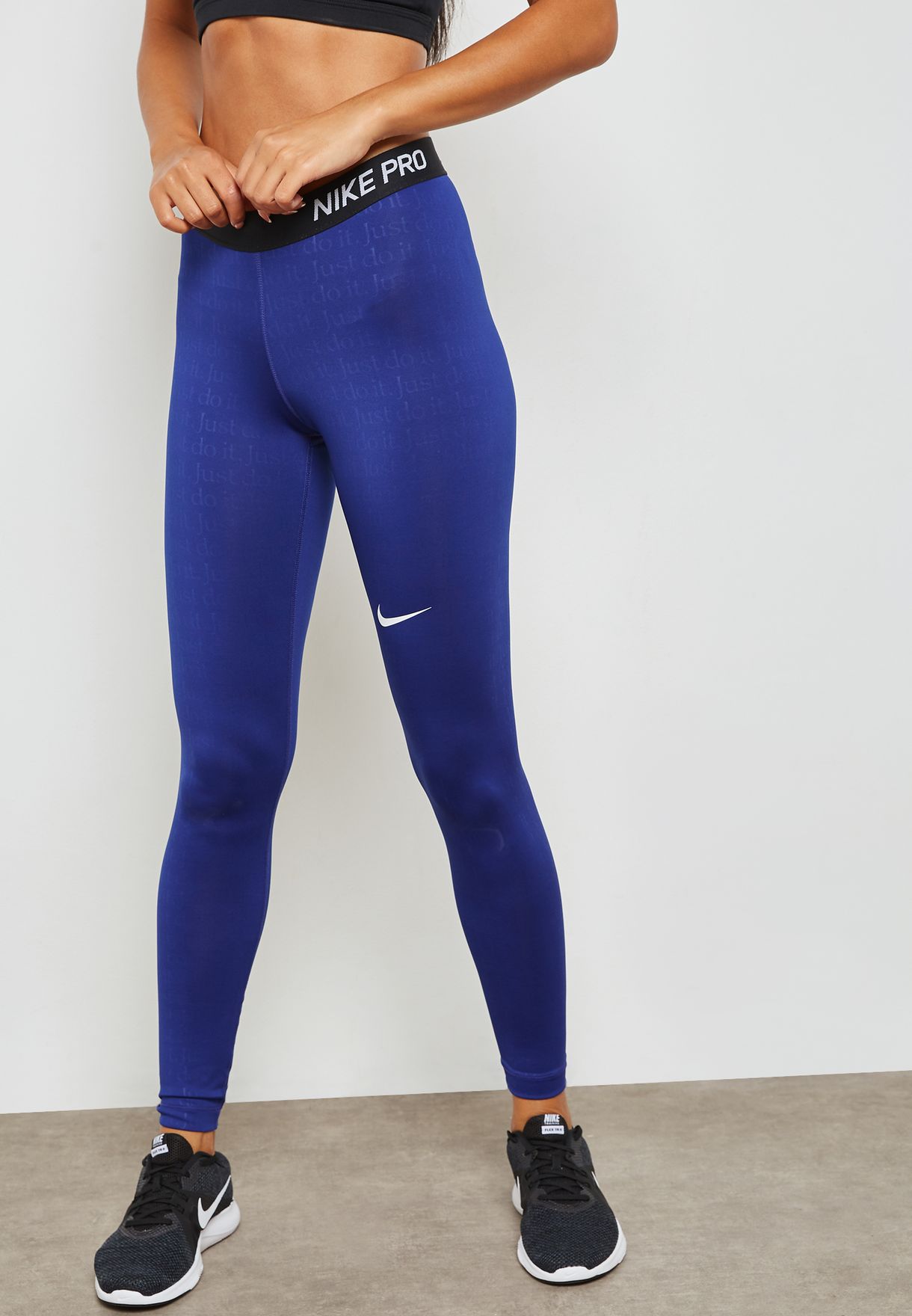 Nike blue Pro Just Do It AOP Leggings 