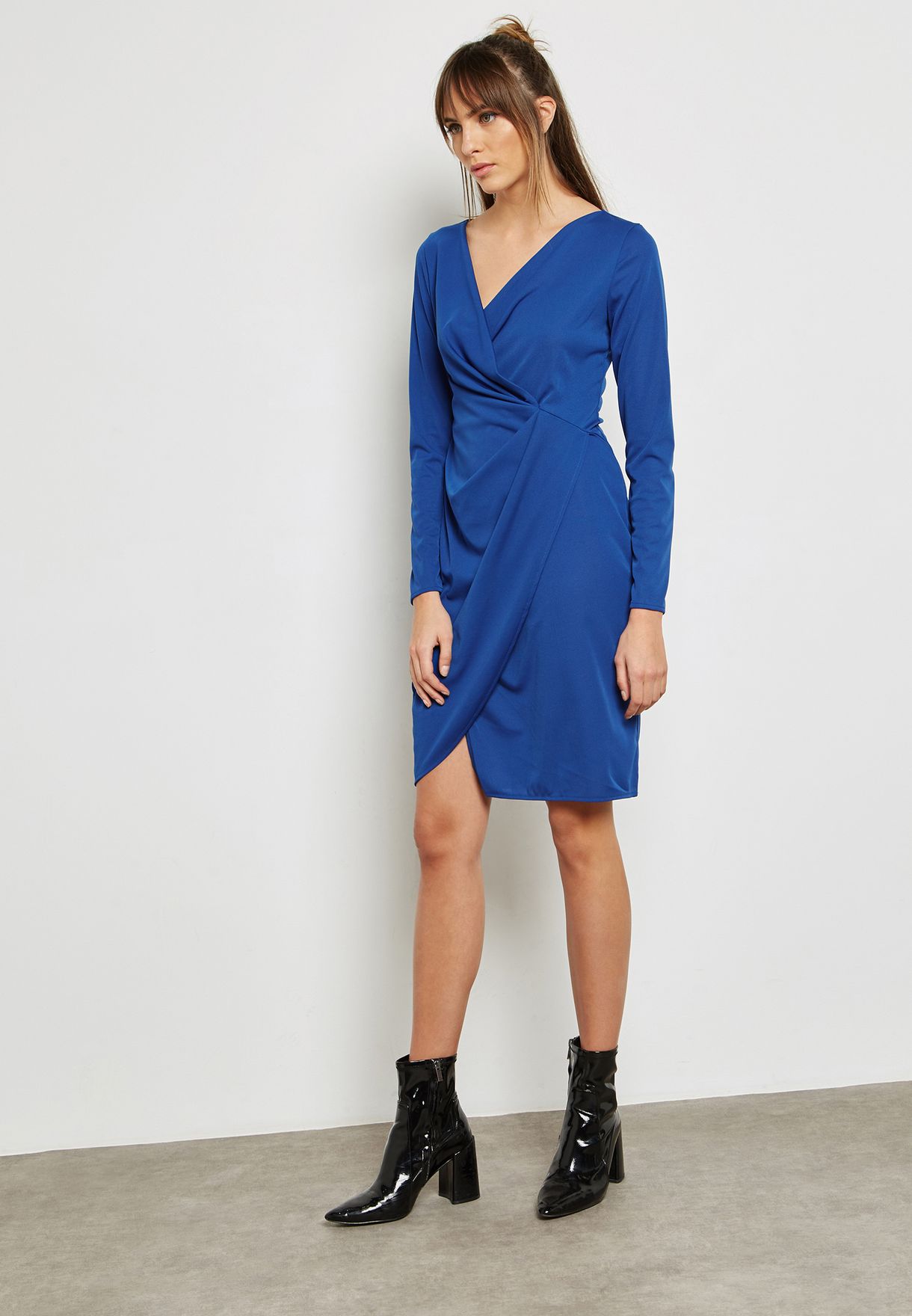 mango blue wrap dress